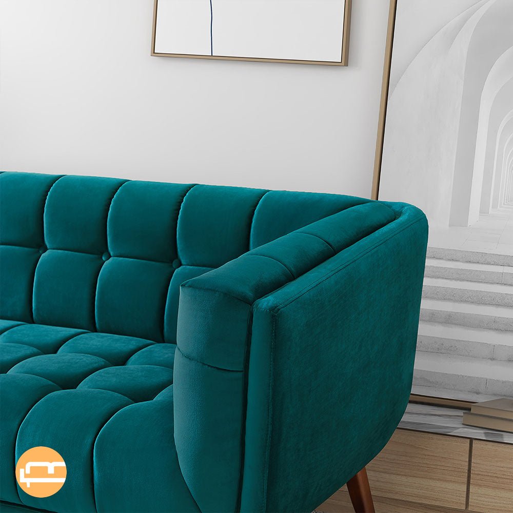 Kano Large Teal Velvet Sofa - MidinMod