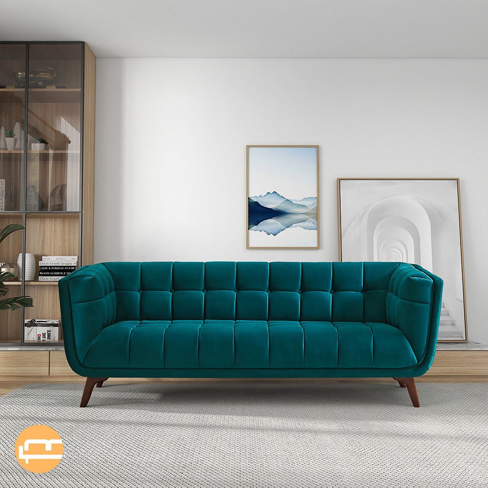 Kano Large Teal Velvet Sofa - MidinMod