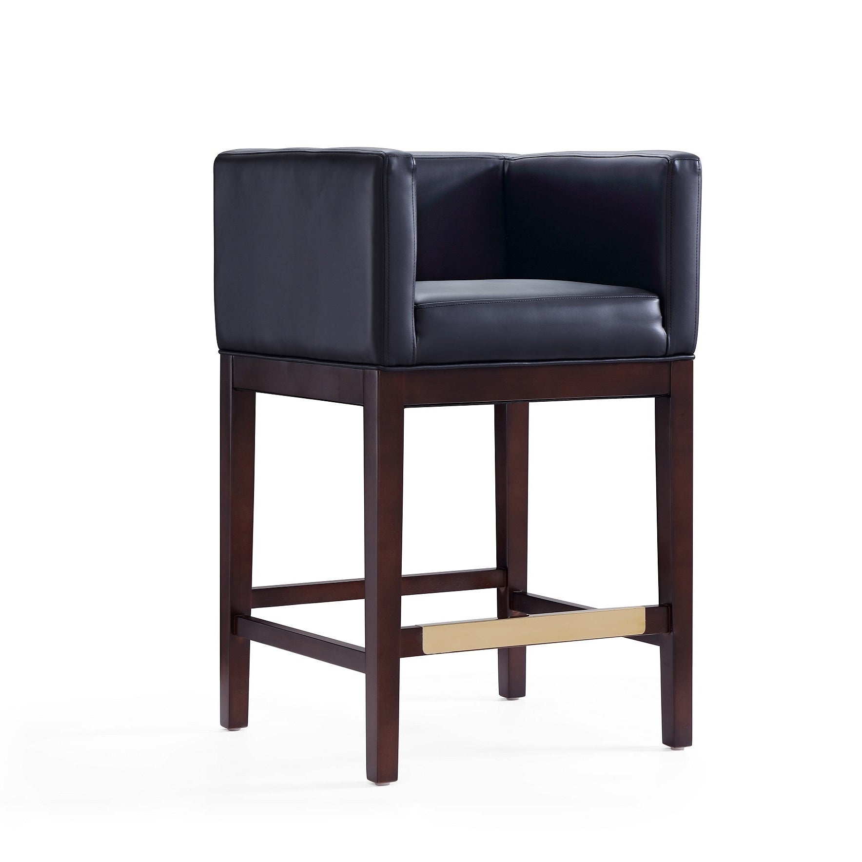 Kingsley Black Counter Stool | Modern Leather Upholstered Seating with Backrest | MidinMod