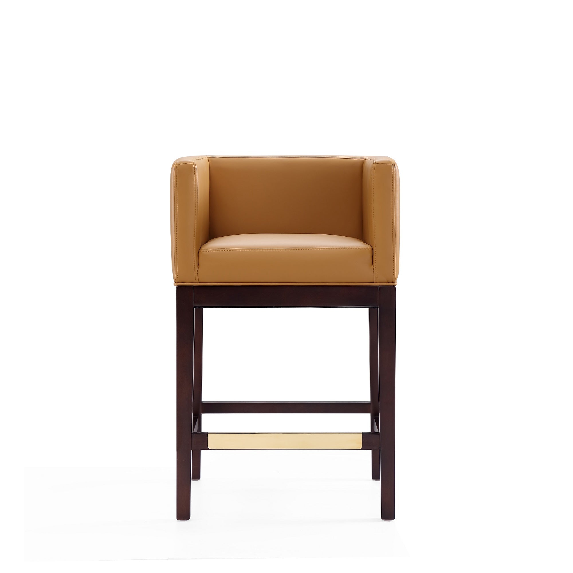 Kingsley Camel Counter Stool | Modern Leather Upholstered Seating with Backrest | MidinMod