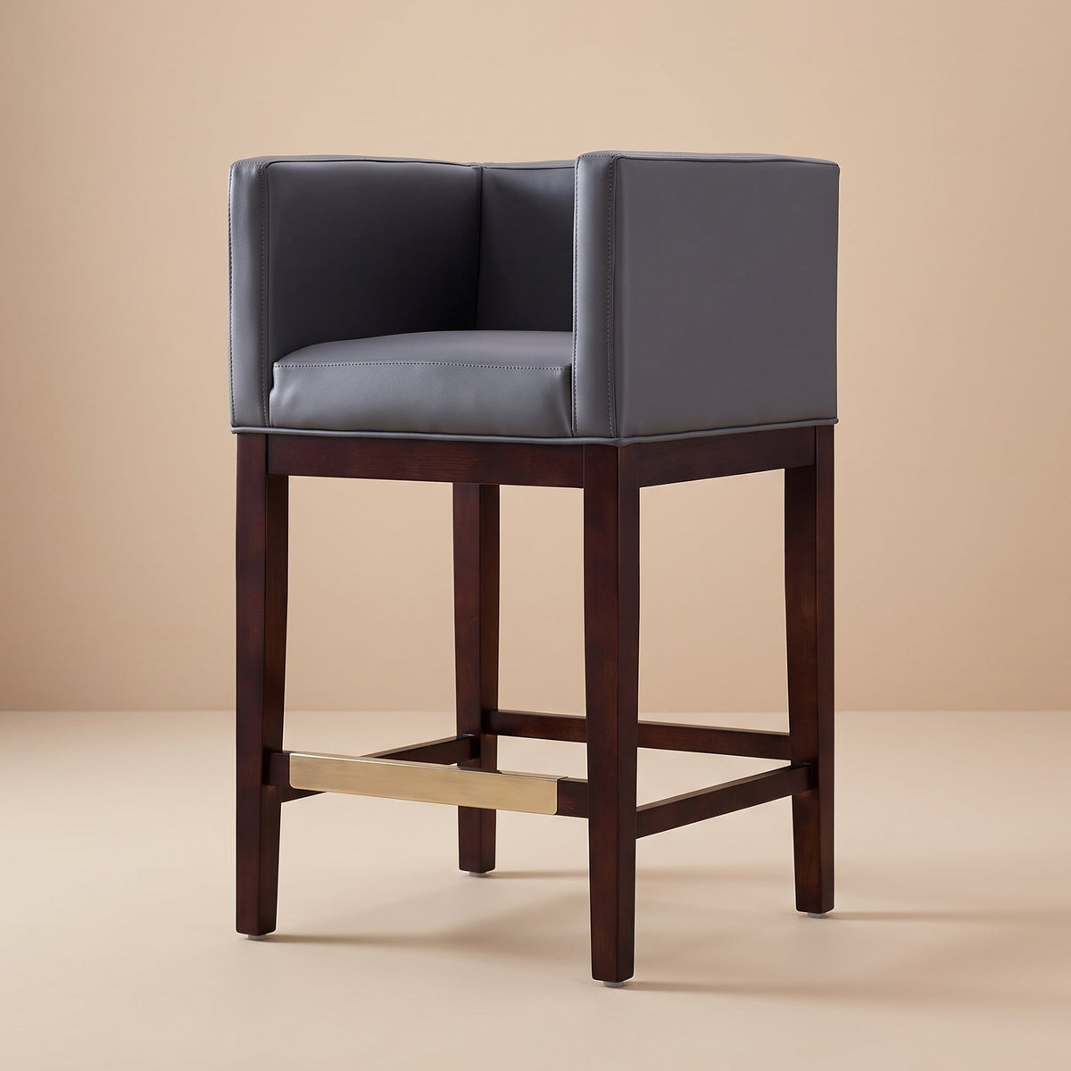Kingsley Counter Stool with Backrest - Gray