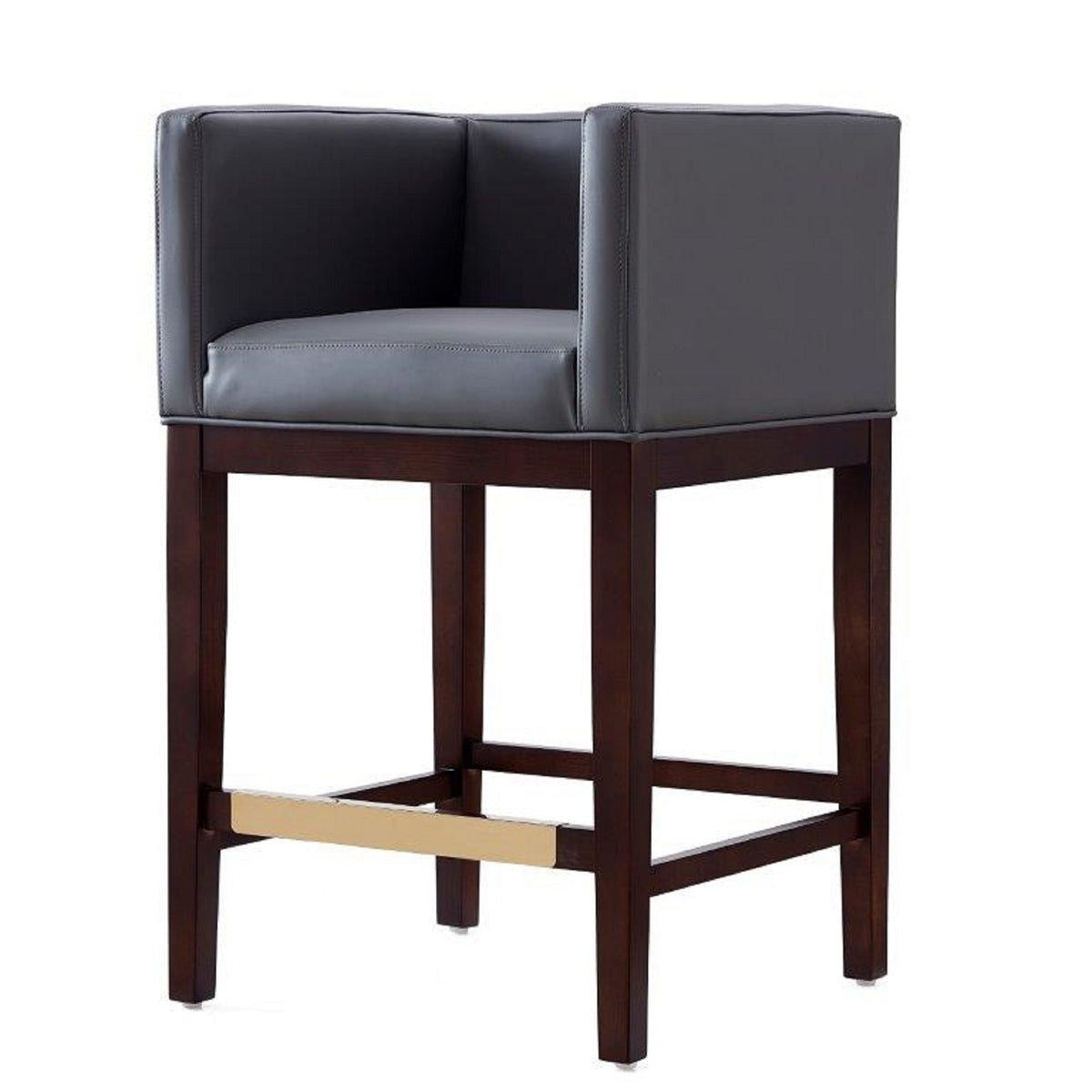 Kingsley Gray Counter Stool | Modern Leather Upholstered Seating with Backrest MidinMod