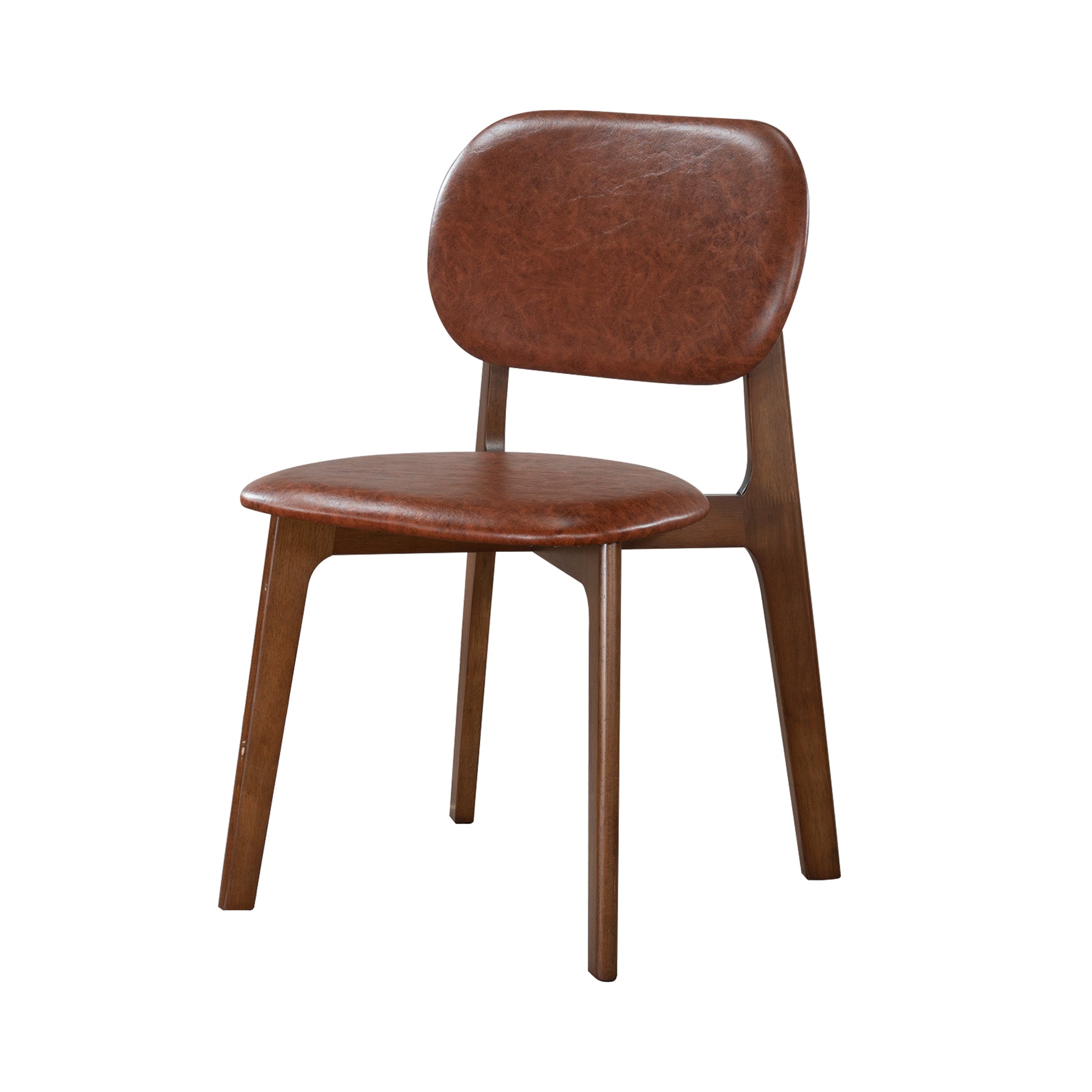 Kinsey Brown Leather Dining Chair Set of 2 - MidinMod