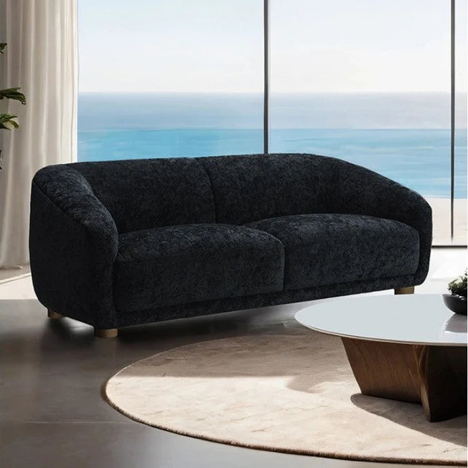 Kolvere Black Loveseat | Contemporary Solid Wood Chenille Loveseat | MidinMod