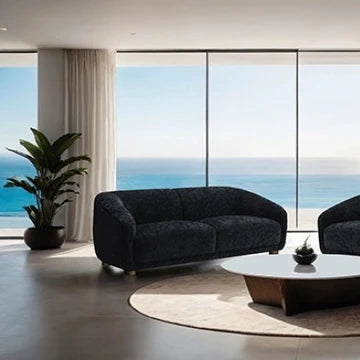 Kolvere Black Loveseat | Contemporary Solid Wood Chenille Loveseat | MidinMod