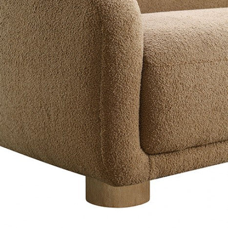 Kolvere Brown Loveseat | Contemporary Solid Wood Boucle Loveseat | MidinMod