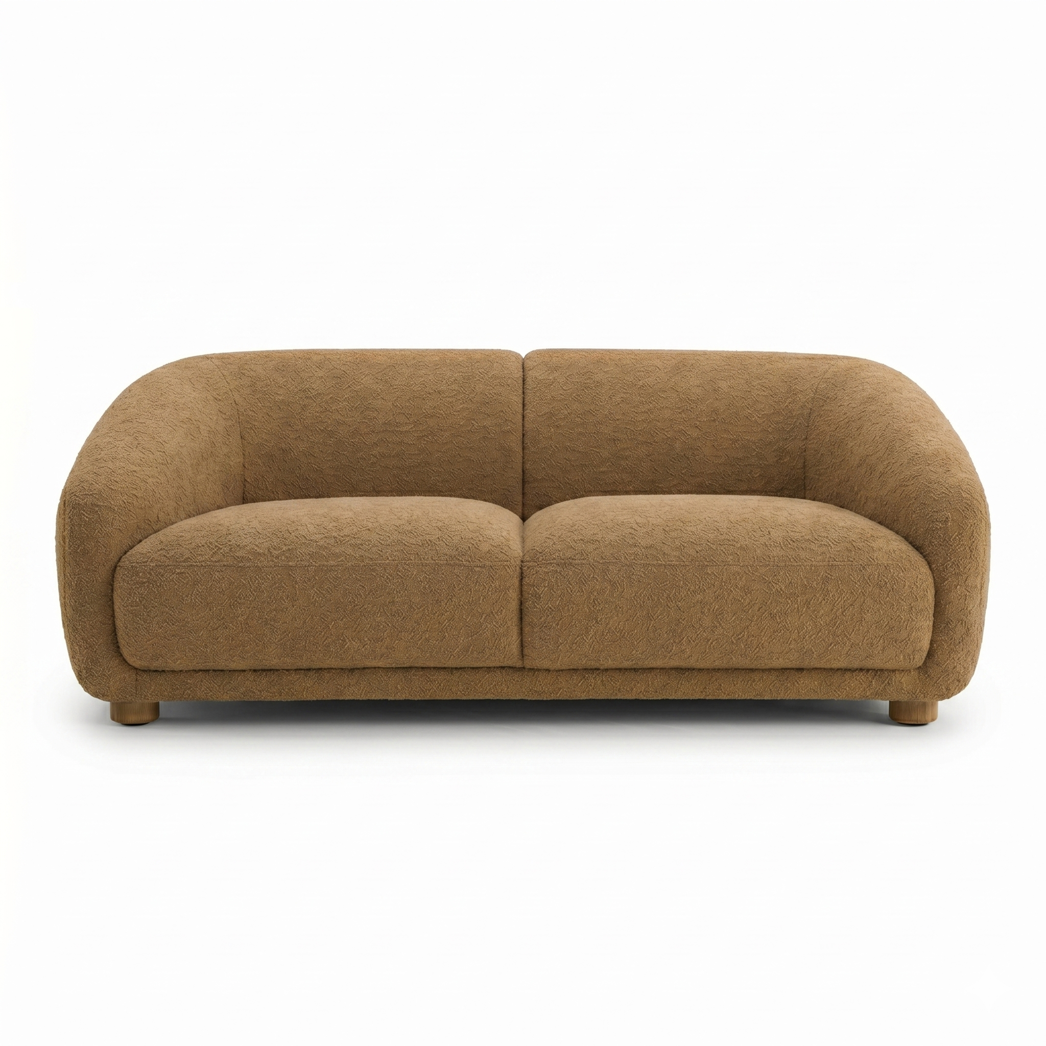 Kolvere Brown Loveseat | Contemporary Solid Wood Boucle Loveseat | MidinMod