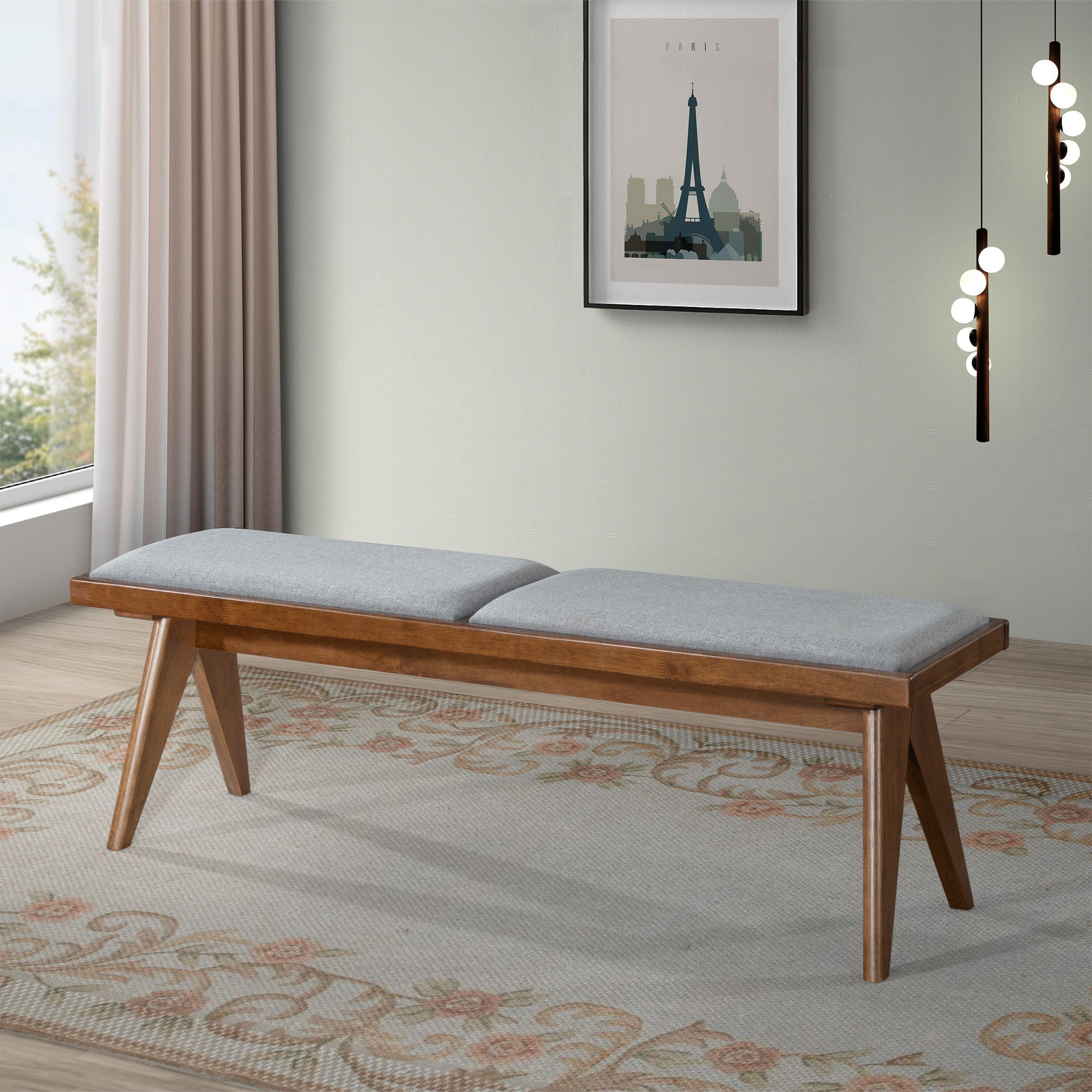 Kora Grey Fabric Bench - MidinMod