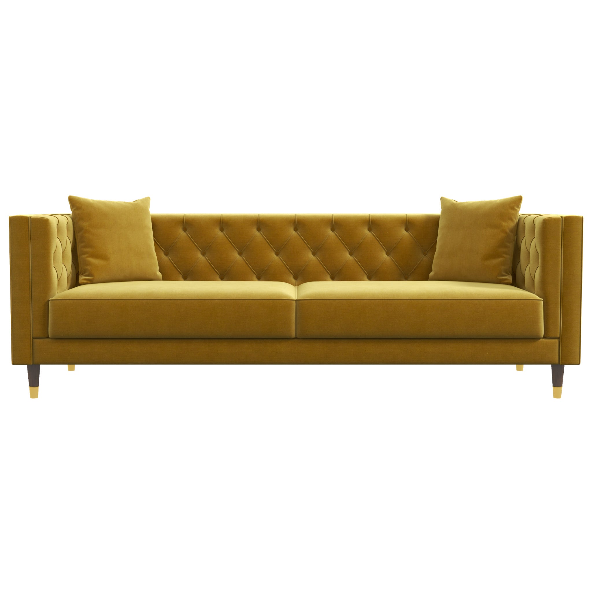 Lewis Yellow Mustard Velvet Sofa - MidinMod