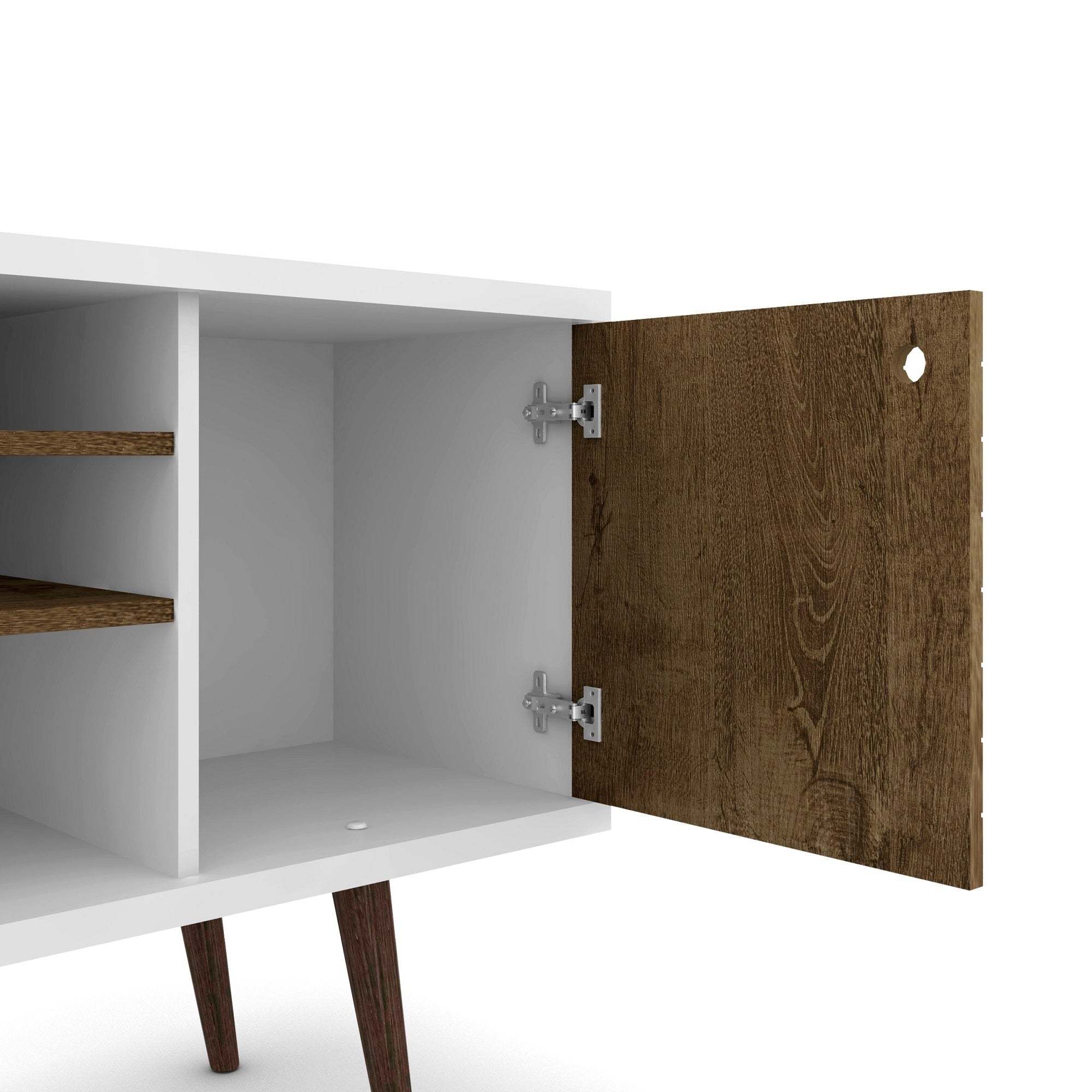 Liberty 53" TV Stand | Mid-Century Modern White & Rustic Brown Media Console | MidinMod
