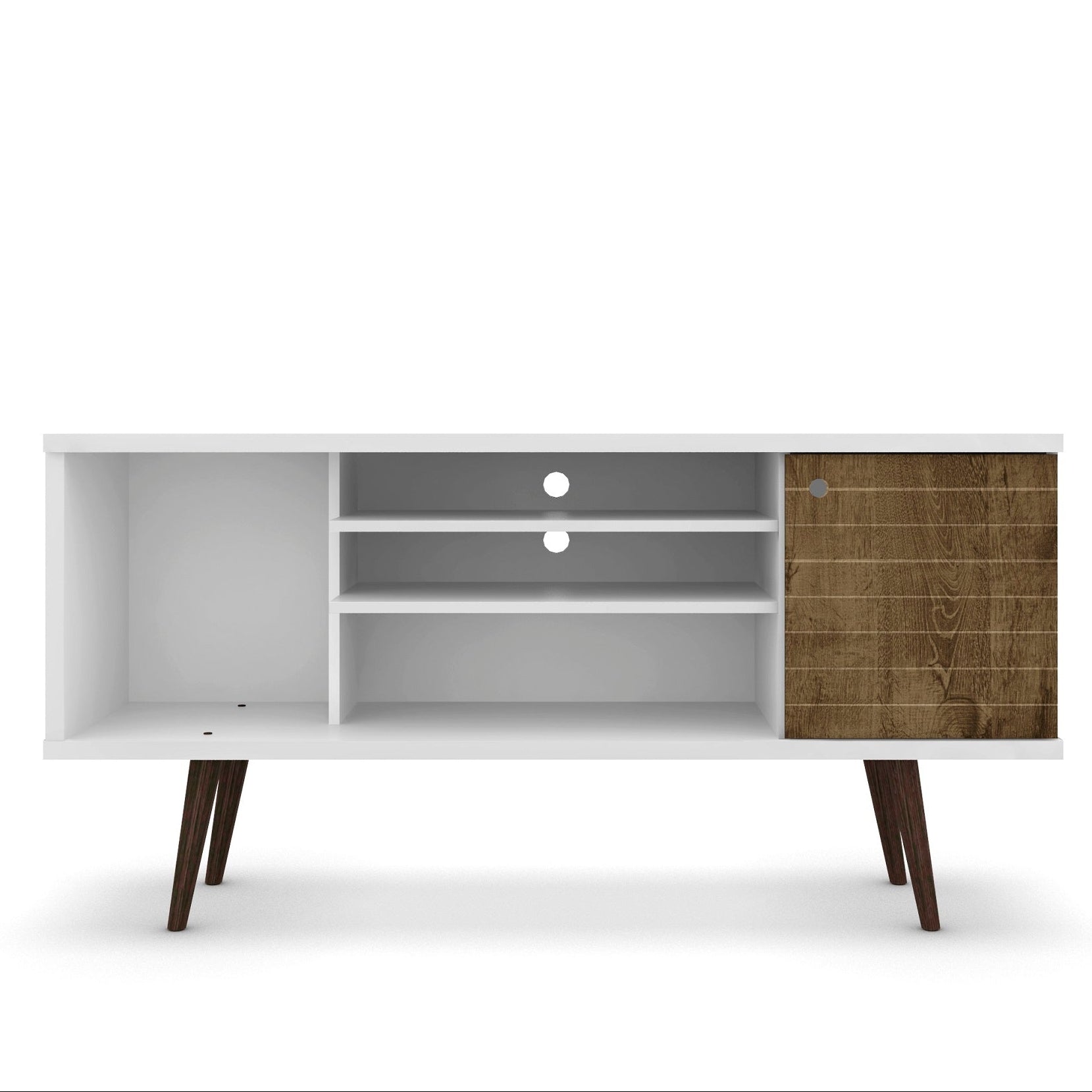 Liberty 53" TV Stand | Mid-Century Modern White & Rustic Brown Media Console | MidinMod