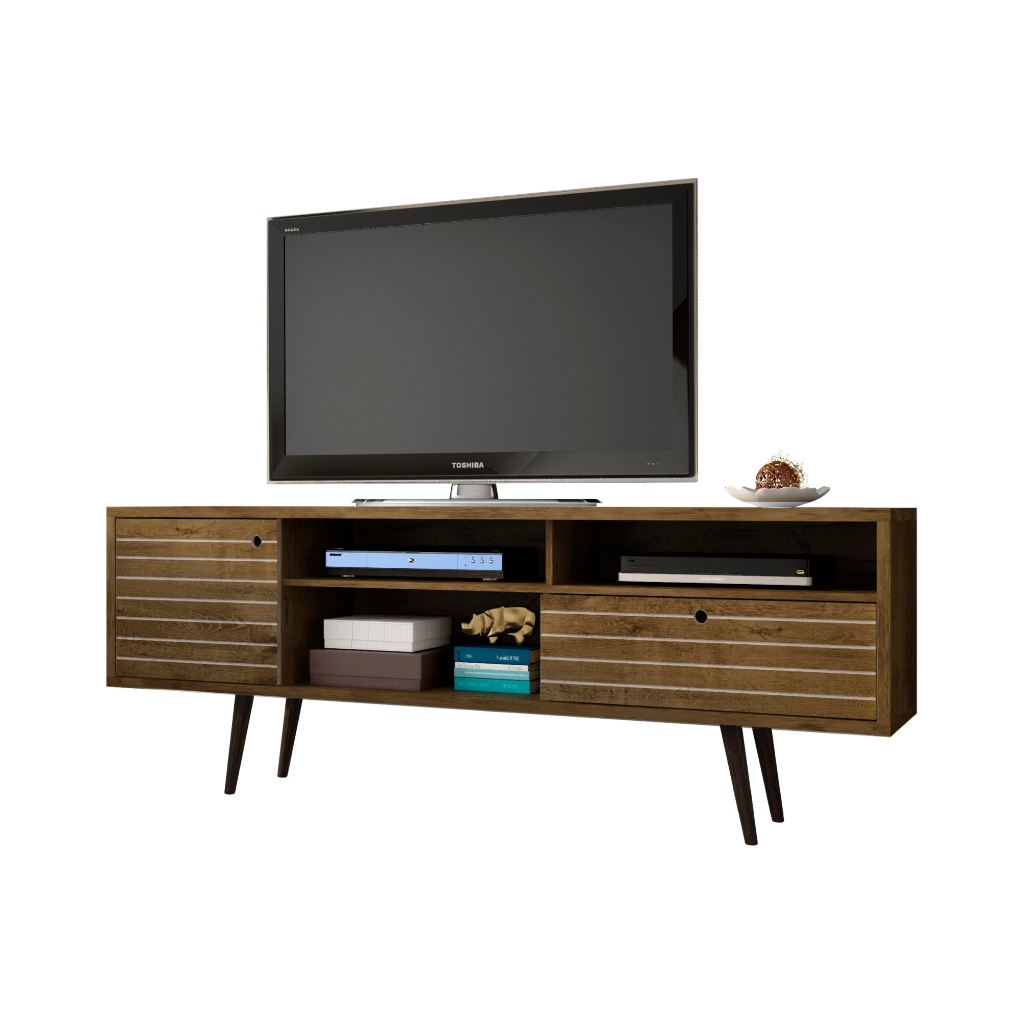 Liberty 70.86" Mid-Century Rustic Brown Modern TV Stand | MidinMod