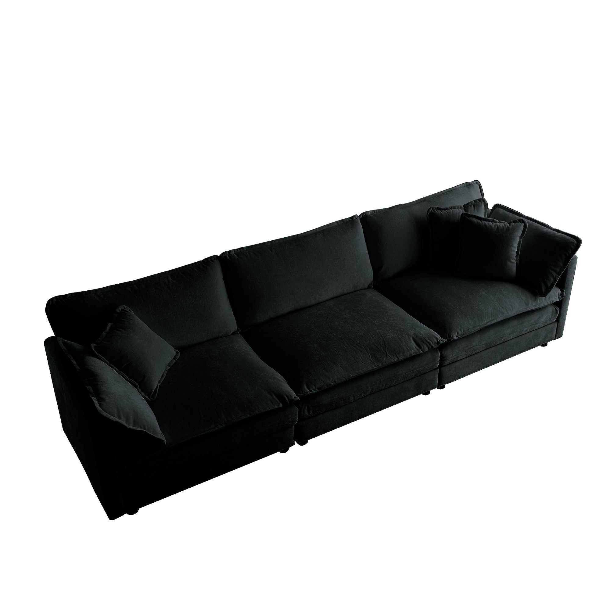 Liberty Modern Black 3-Seater Chenille Sofa with Modular Design - MidinMod