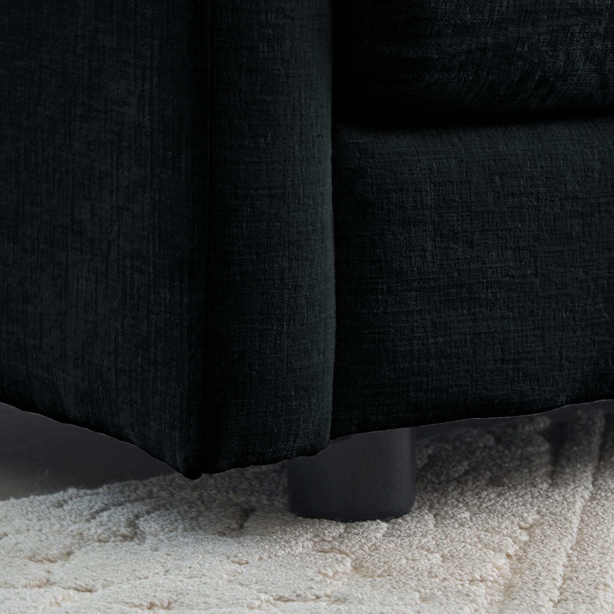 Liberty Modern Black 3-Seater Chenille Sofa with Modular Design - MidinMod
