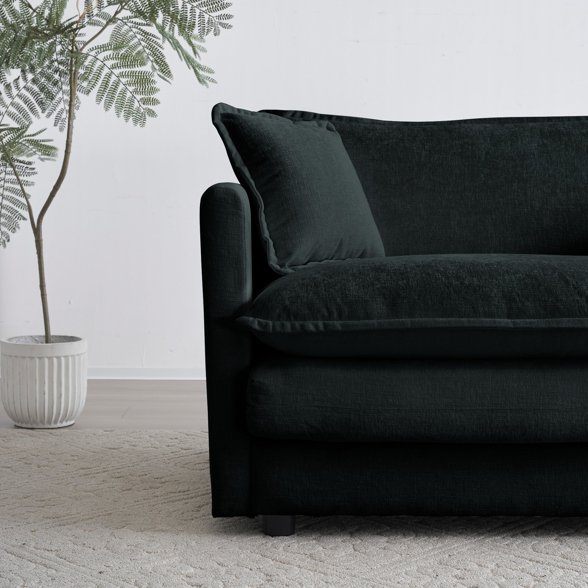 Liberty Modern Black 3-Seater Chenille Sofa with Modular Design - MidinMod