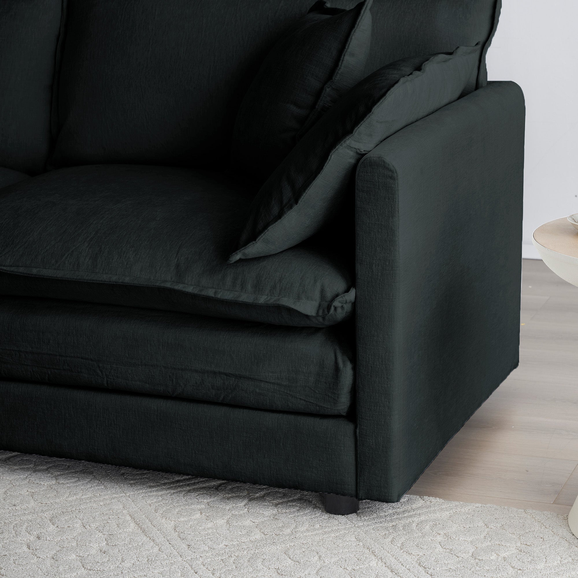 Liberty Modern Black 3-Seater Chenille Sofa with Modular Design - MidinMod