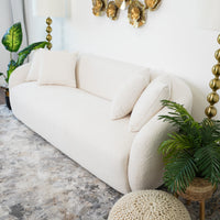 Lidia Ivory Boucle Japandi Style Sofa