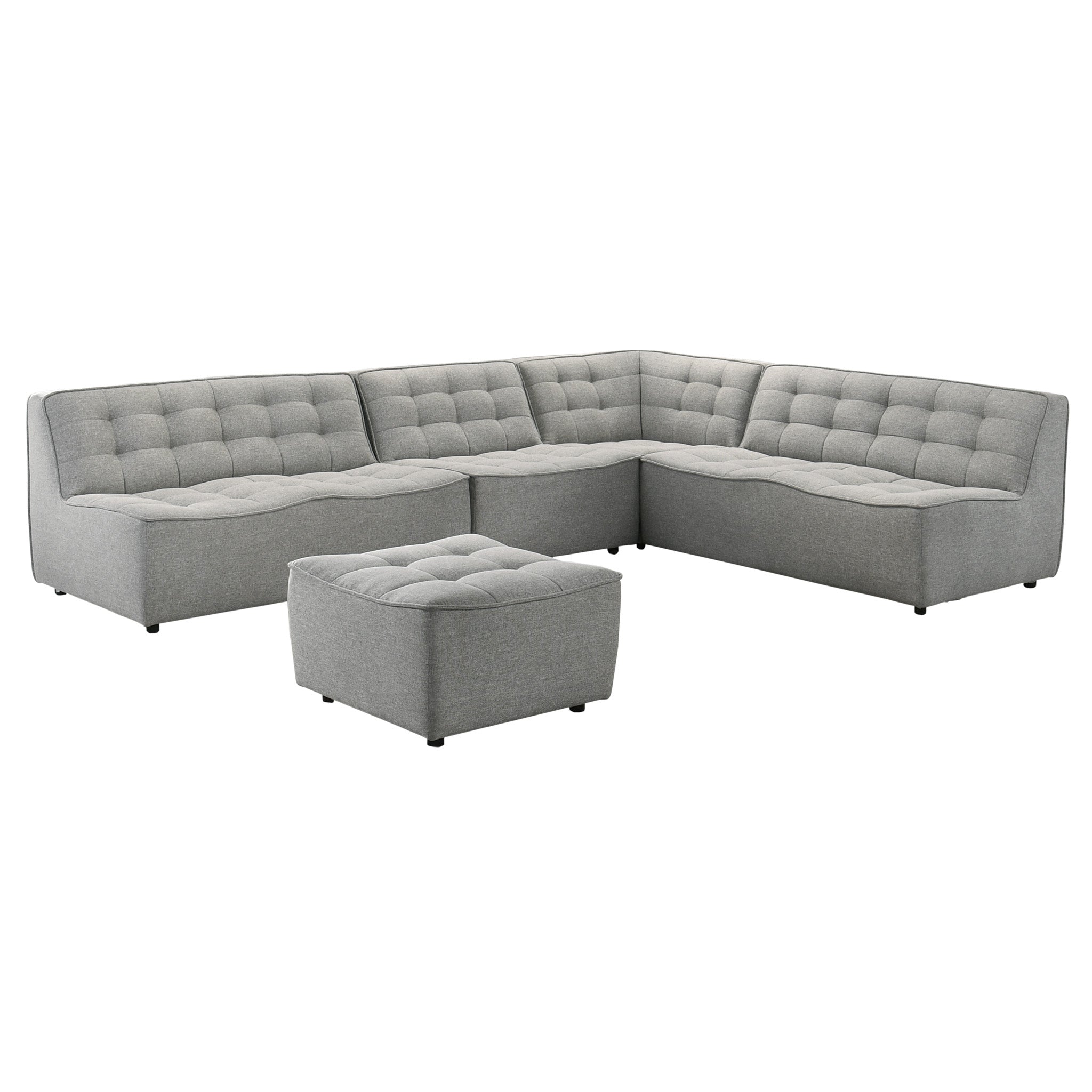 Linden Light Gray Linen Modular Corner Sofa - MidinMod
