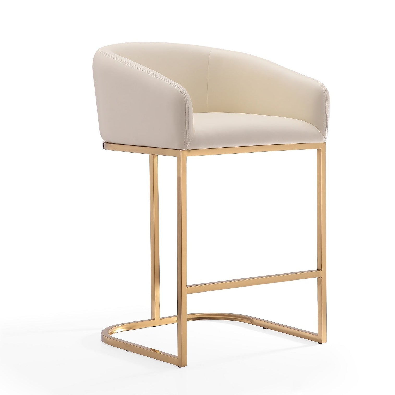 Louvre Cream & Titanium Gold Counter Stool | Modern Leather Upholstered Bar Seating | MidinMod