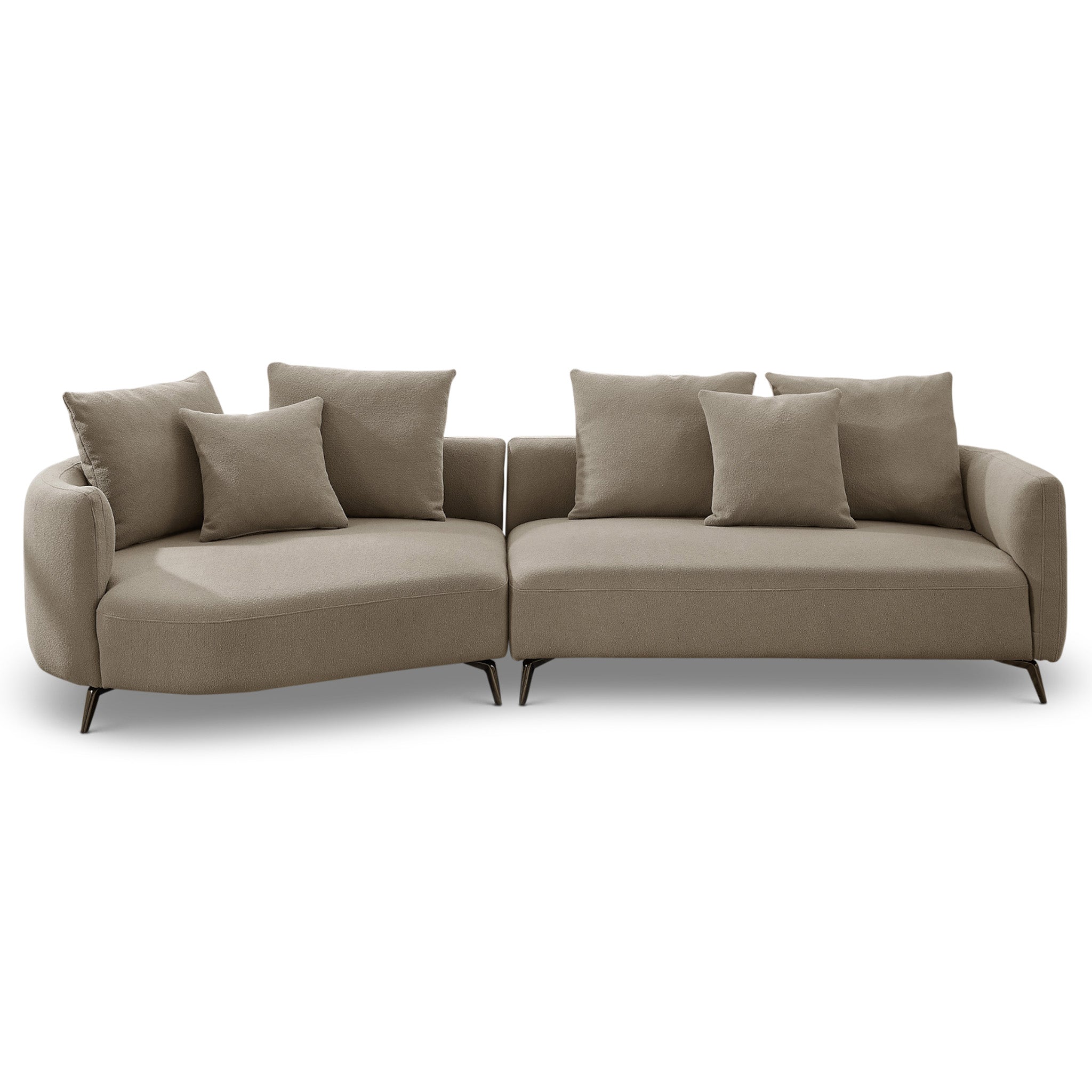 Lusia Boucle Sectional Sofa Mocha Left - MidinMod