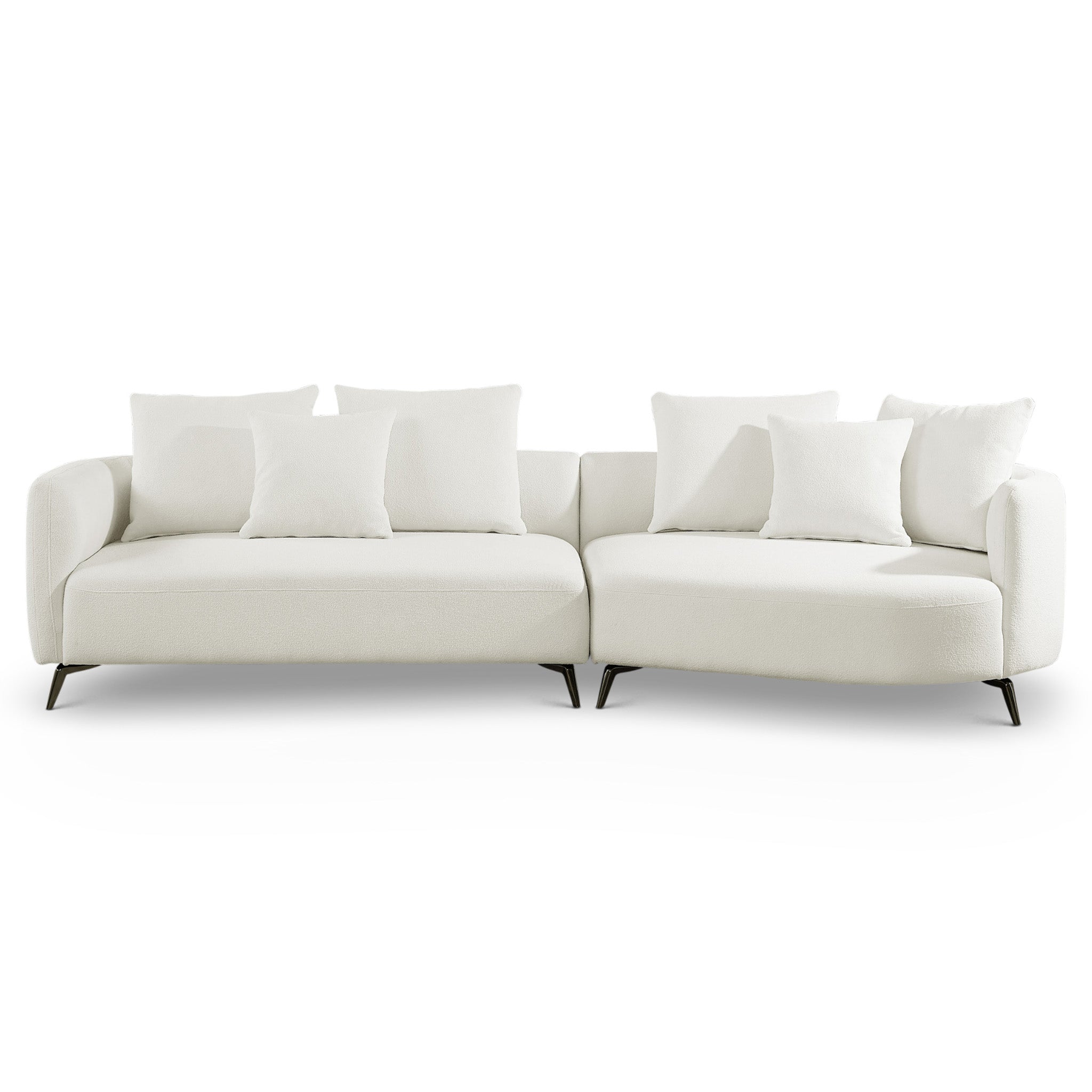 Lusia Ivory Boucle Sectional Sofa Right - MidinMod