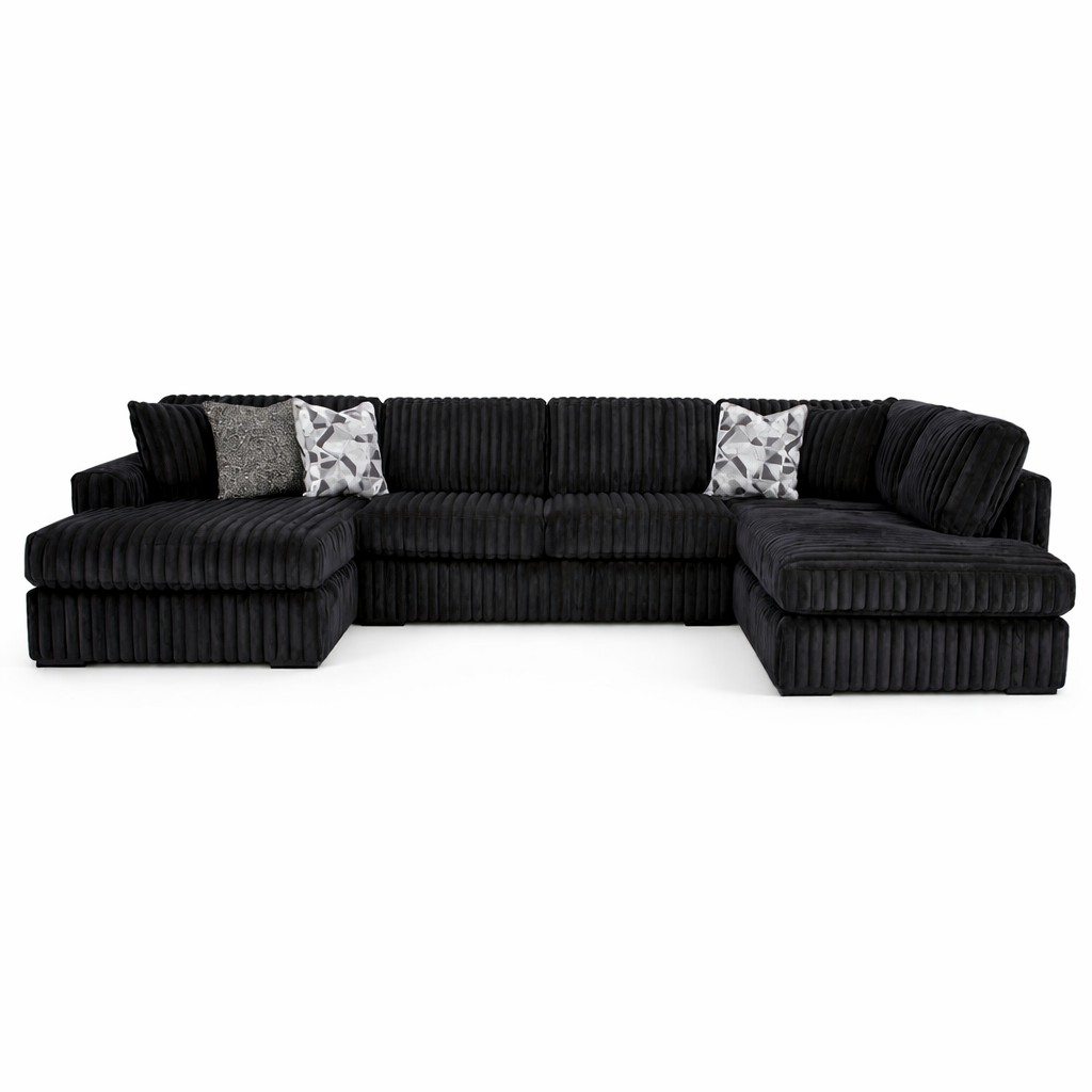 Midnight-Madness Corduroy Sectional with Chaise
