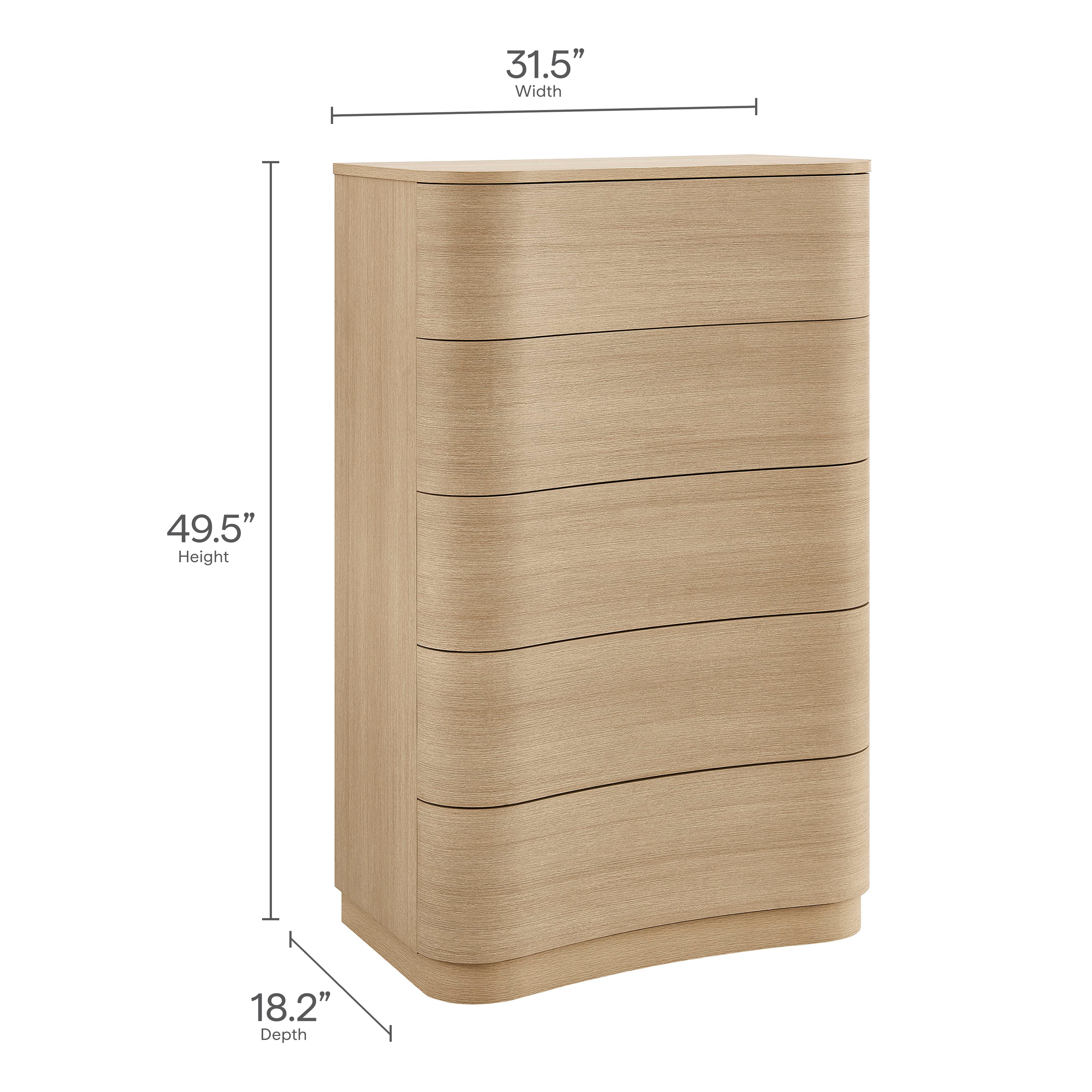Mirae 5-Drawer Curved Dresser Chest of Drawers by Modway