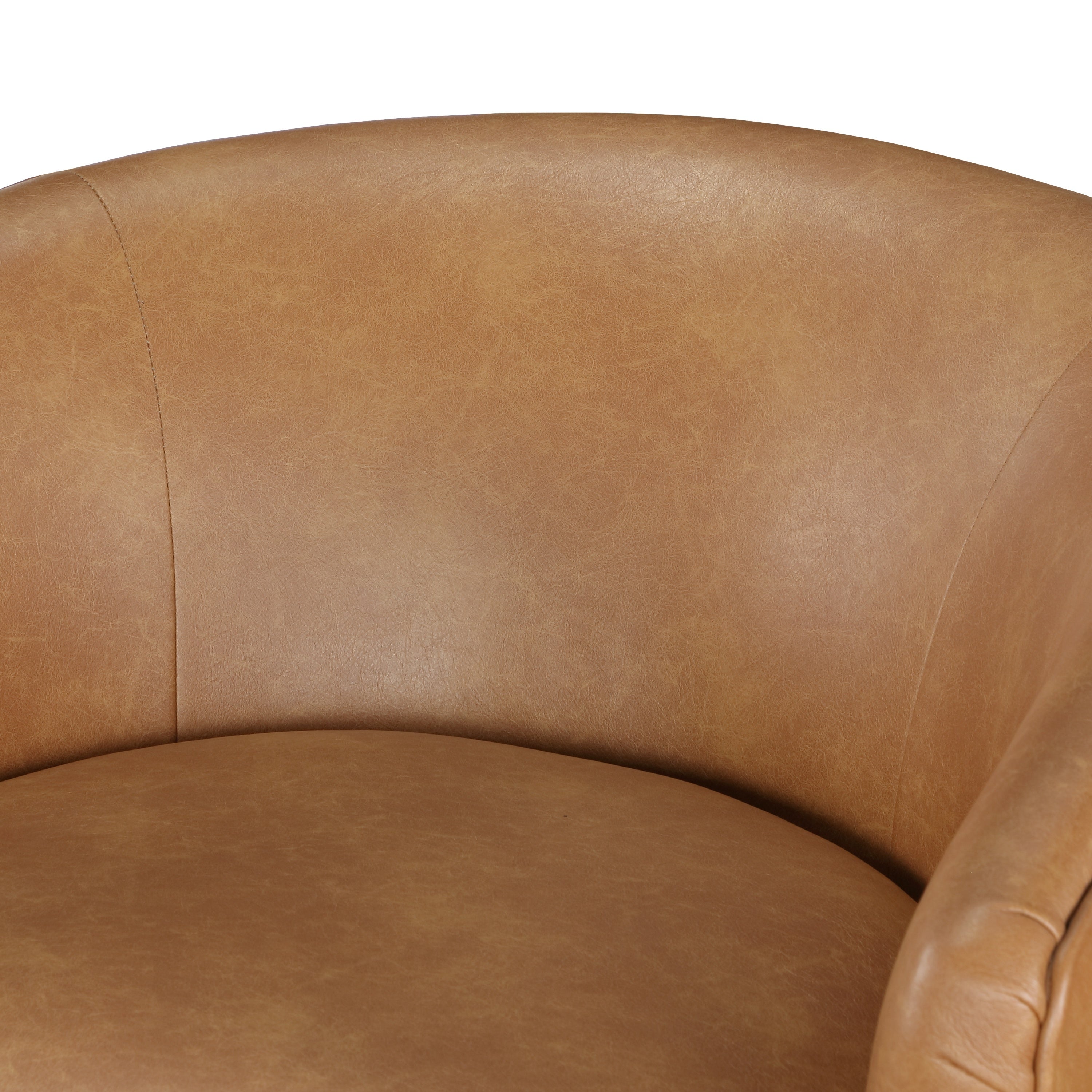 Maisy Saddle Faux Leather Wood Base Barrel Swivel Chair - MidinMod