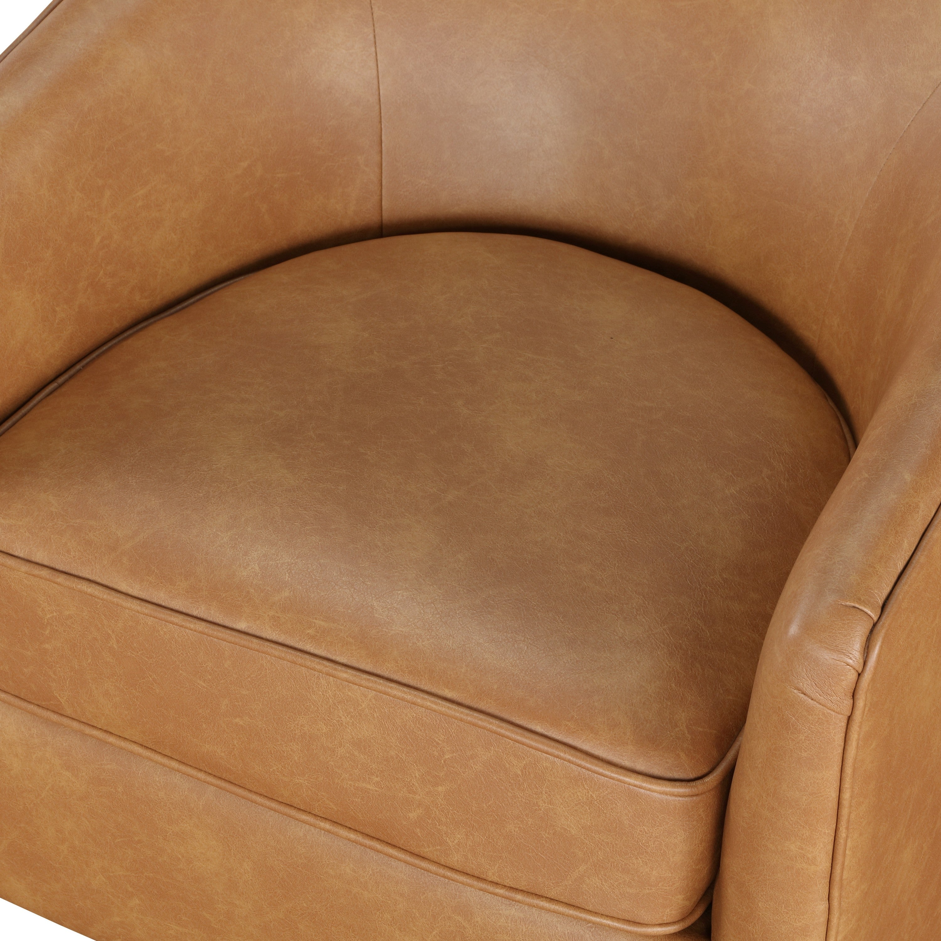 Maisy Saddle Faux Leather Wood Base Barrel Swivel Chair - MidinMod