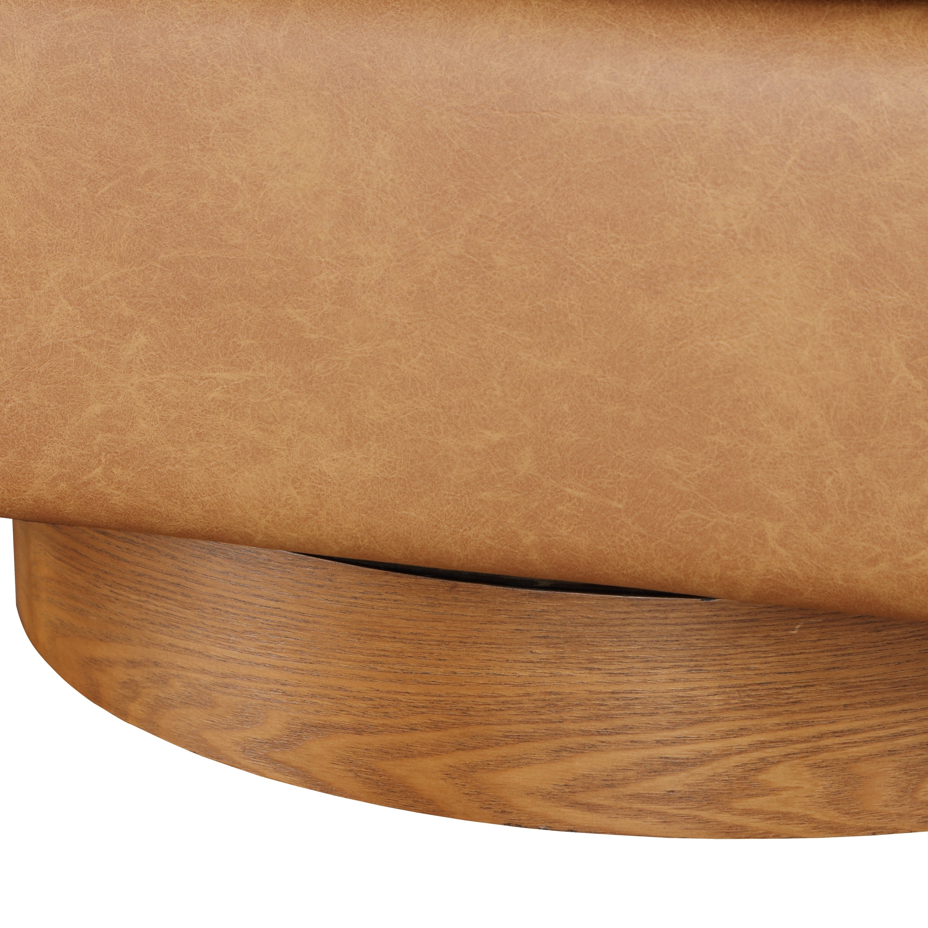 Maisy Saddle Faux Leather Wood Base Barrel Swivel Chair - MidinMod