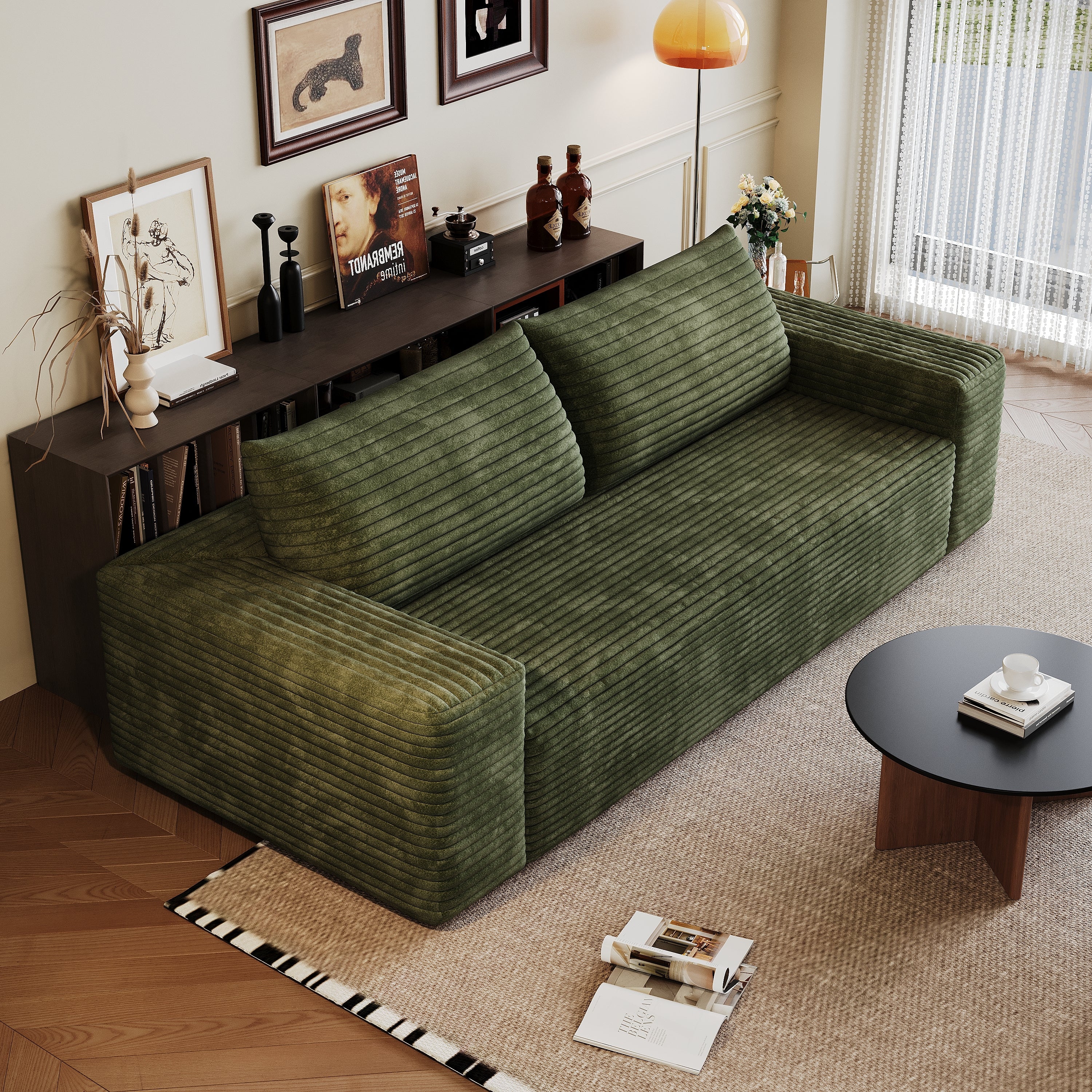 Meyer Modern Green 2-Seater Fabric Sofa with Ergonomic Design - MidinMod