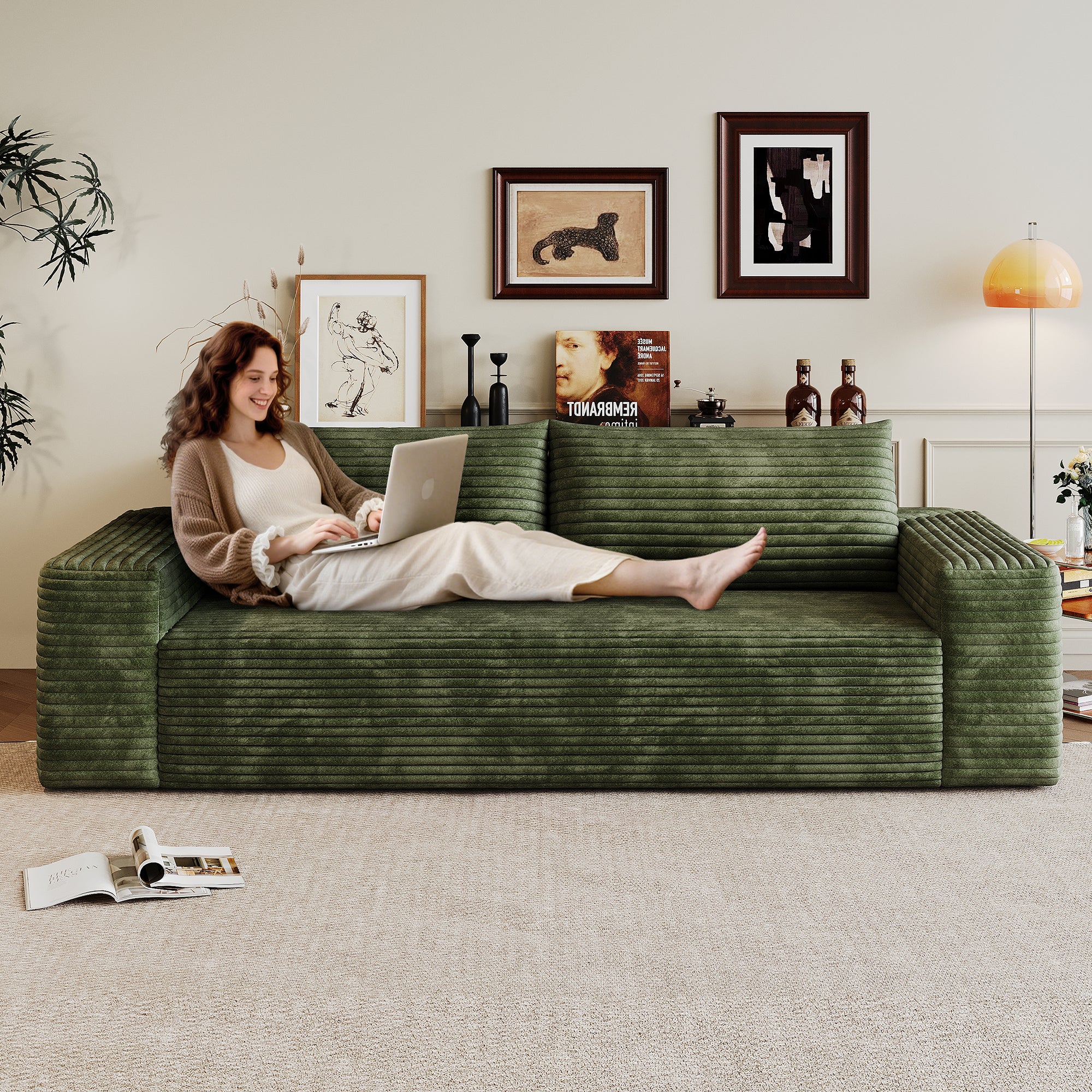 Meyer Modern Green 2-Seater Fabric Sofa with Ergonomic Design - MidinMod