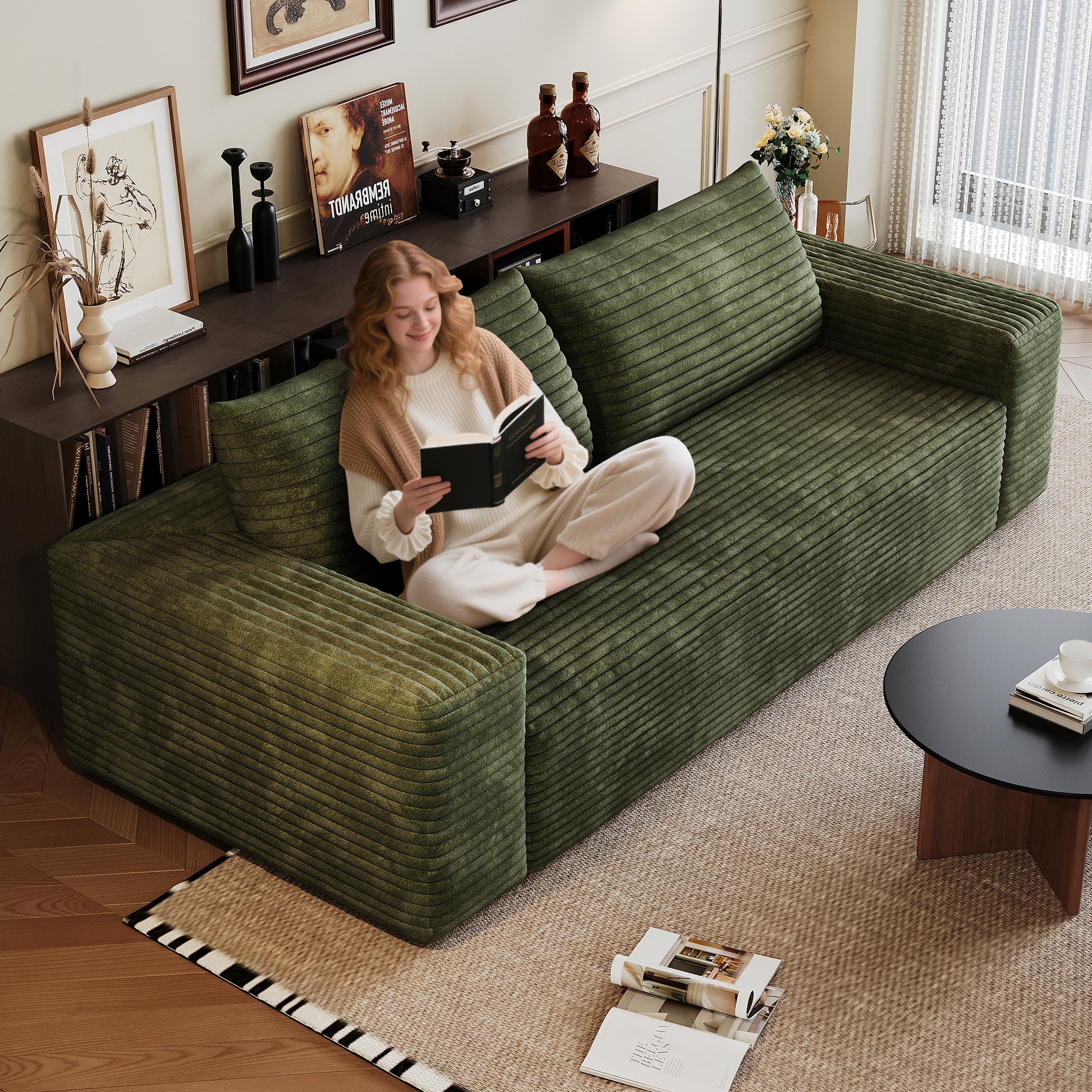 Meyer Modern Green 2-Seater Fabric Sofa with Ergonomic Design - MidinMod