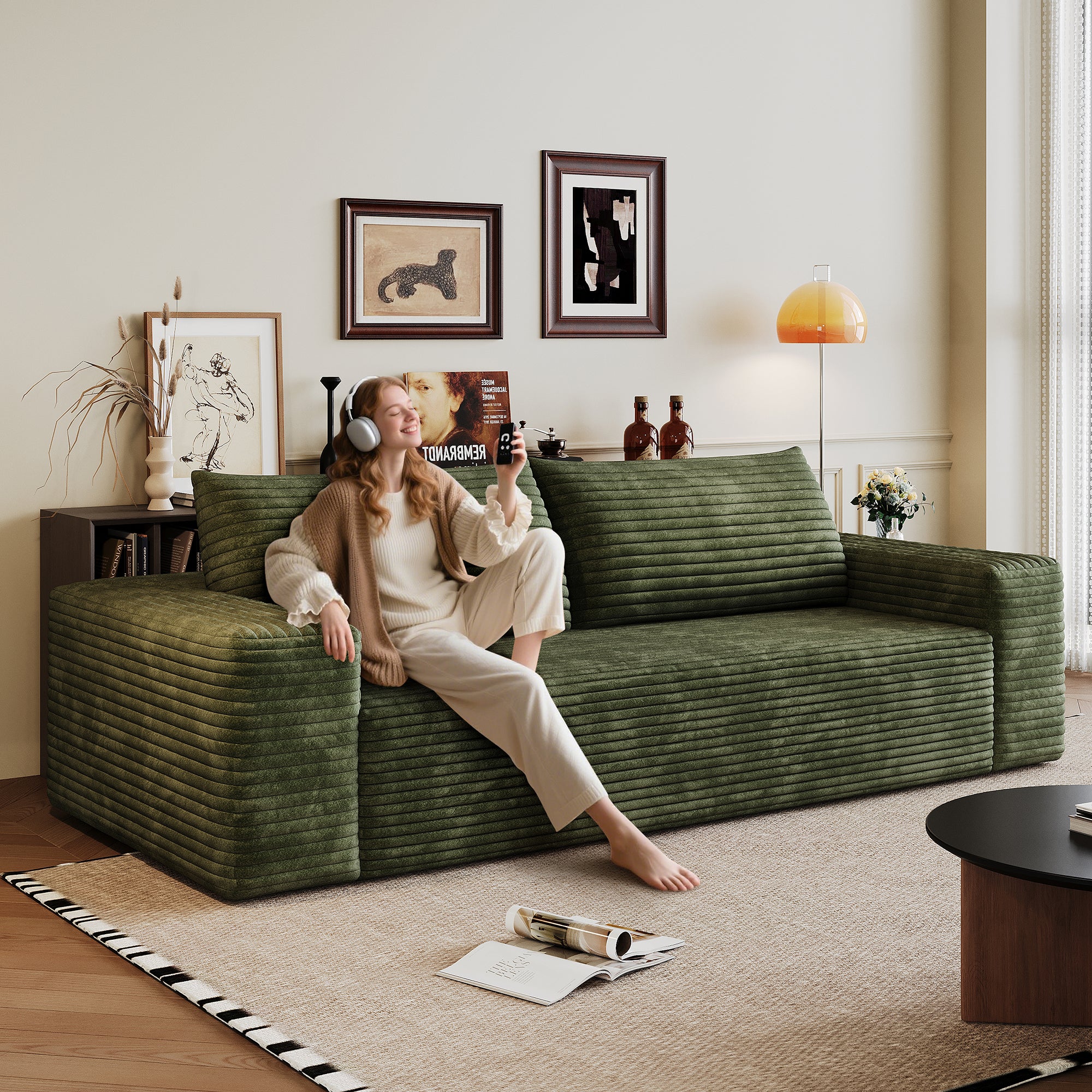 Meyer Modern Green 2-Seater Fabric Sofa with Ergonomic Design - MidinMod