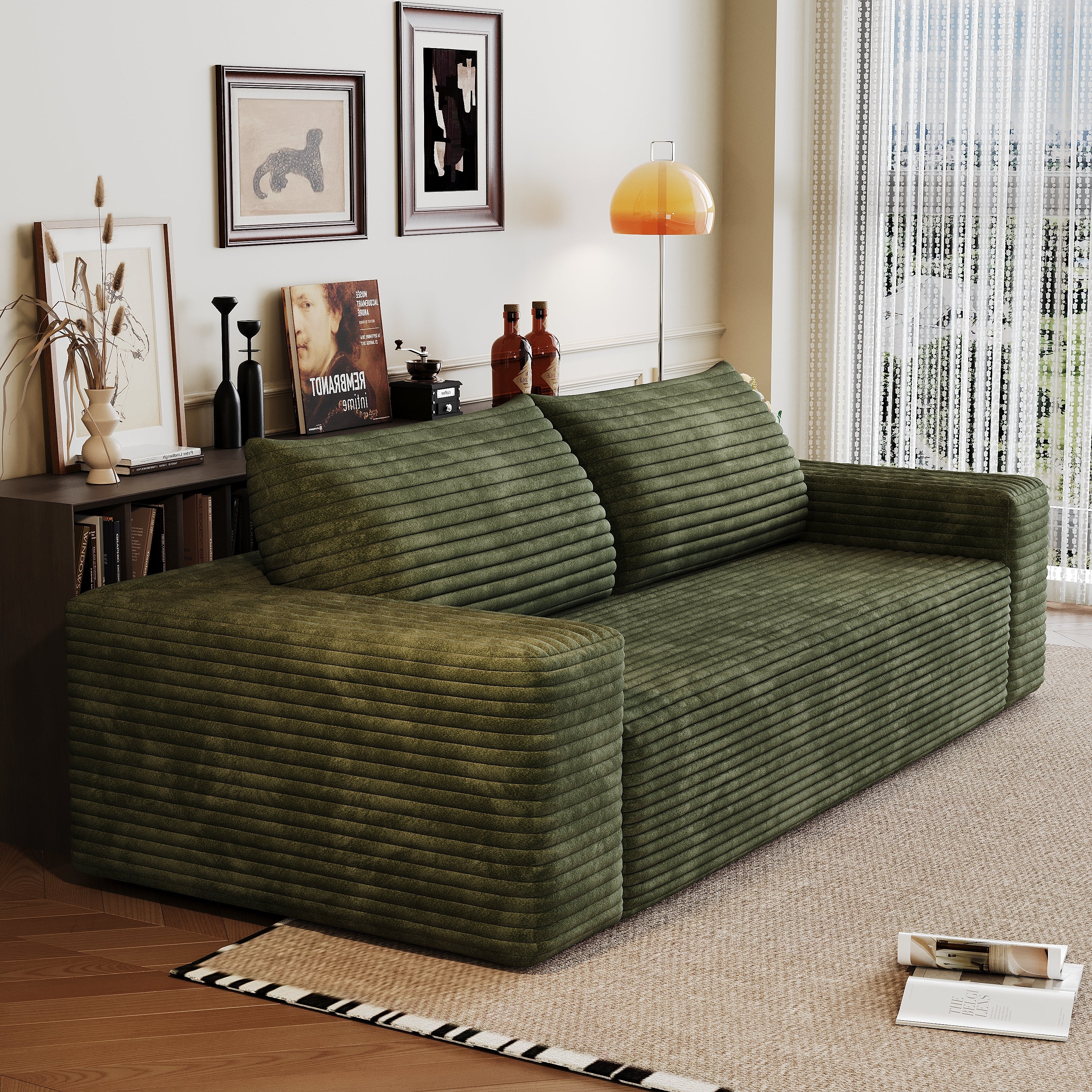 Meyer Modern Green 2-Seater Fabric Sofa with Ergonomic Design - MidinMod