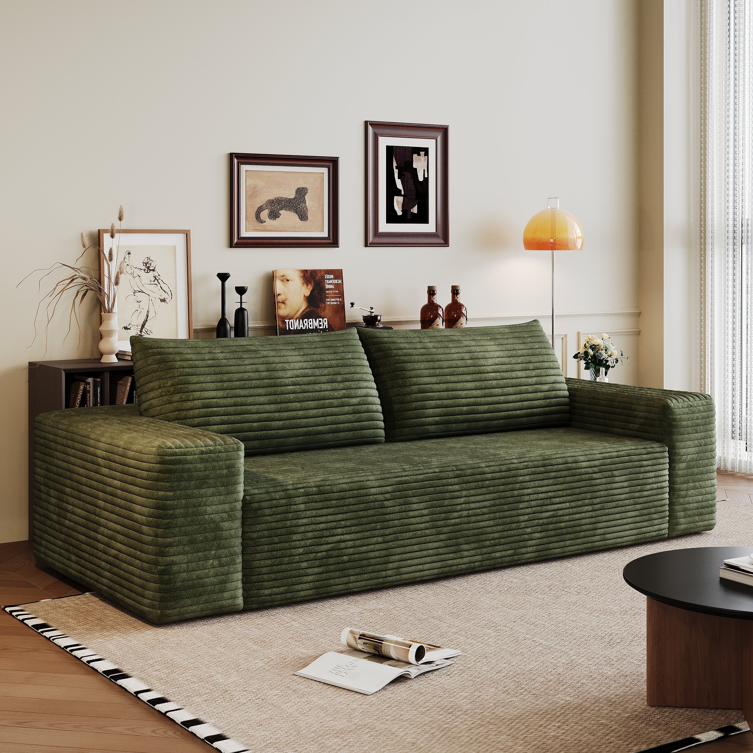 Meyer Modern Green 2-Seater Fabric Sofa with Ergonomic Design - MidinMod