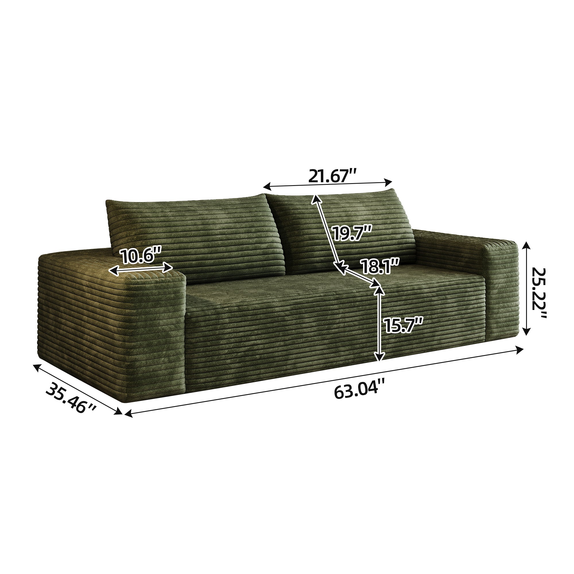 Meyer Modern Green 2-Seater Fabric Sofa with Ergonomic Design - MidinMod