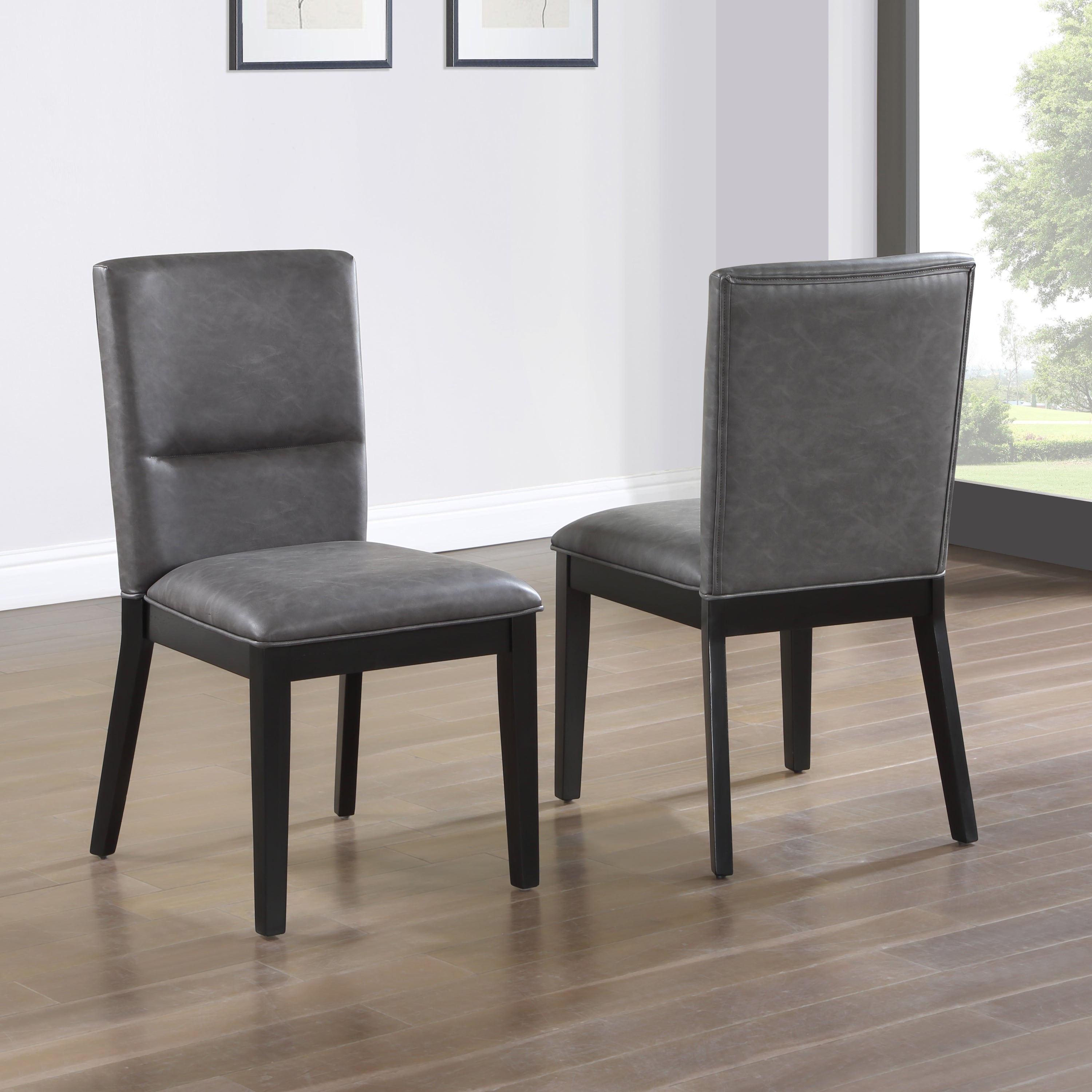 Amy Gray Upholstered Wood Side Chair with Padded Seat and Back - MidinMod