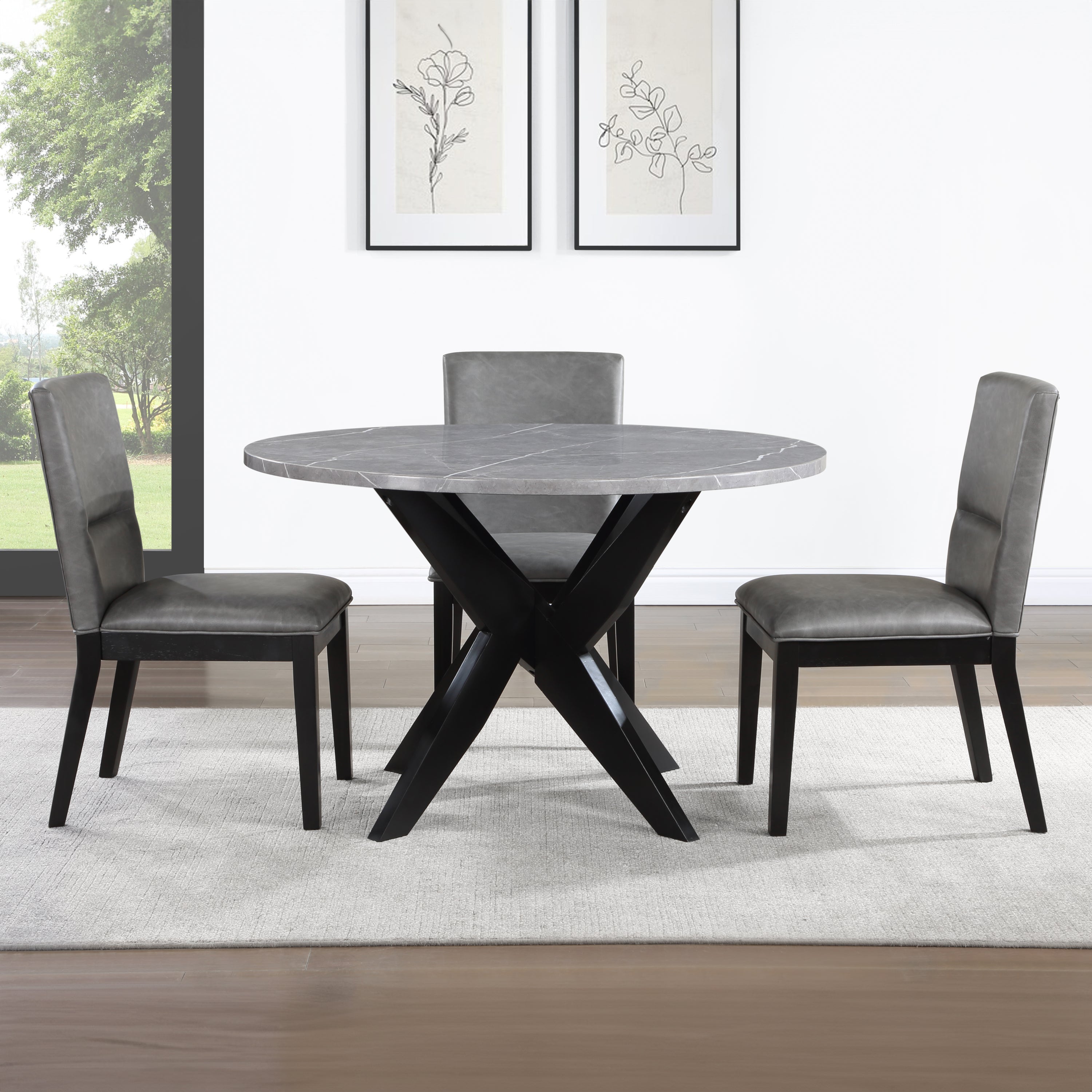 Amy Gray Upholstered Wood Side Chair with Padded Seat and Back - MidinMod