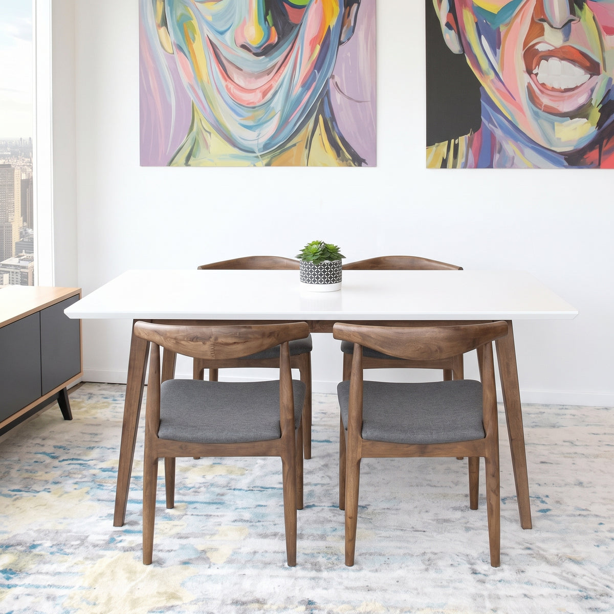 Adira White Top Walnut Large Dining Table - MidinMod
