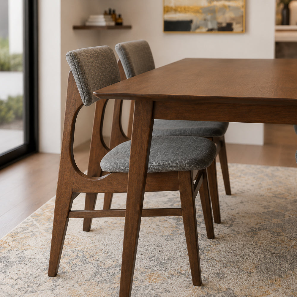 Alpine 47-Inch Mid-Century Solid Wood Dining Table in Walnut | MidinMod