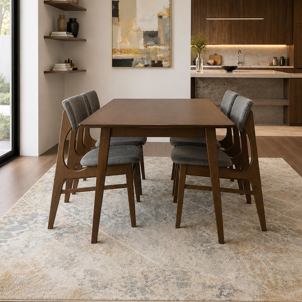 Alpine 47-Inch Mid-Century Solid Wood Dining Table in Walnut | MidinMod
