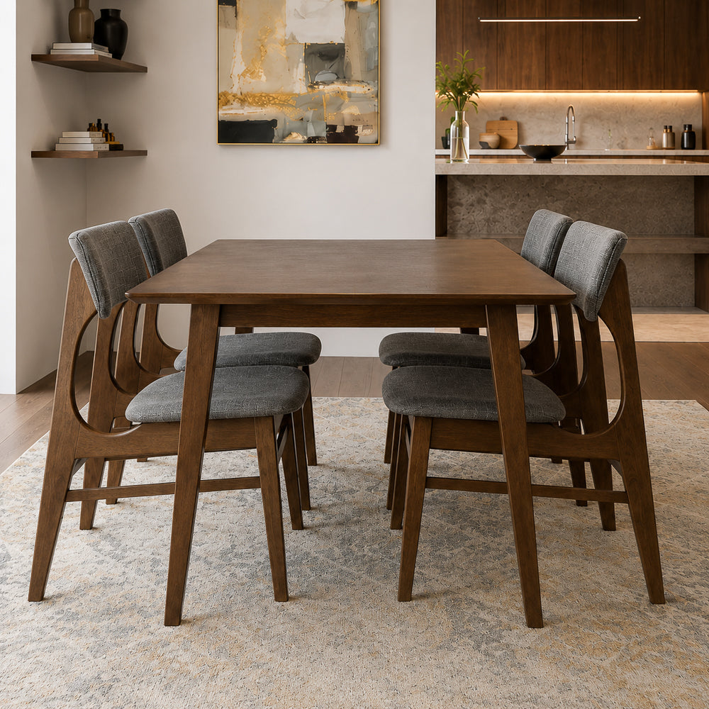 Alpine 47-Inch Mid-Century Solid Wood Dining Table in Walnut | MidinMod