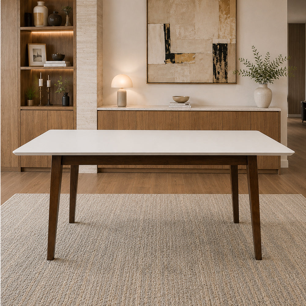 Alpine Solid Wood Large White Top Dining Table | MidinMod