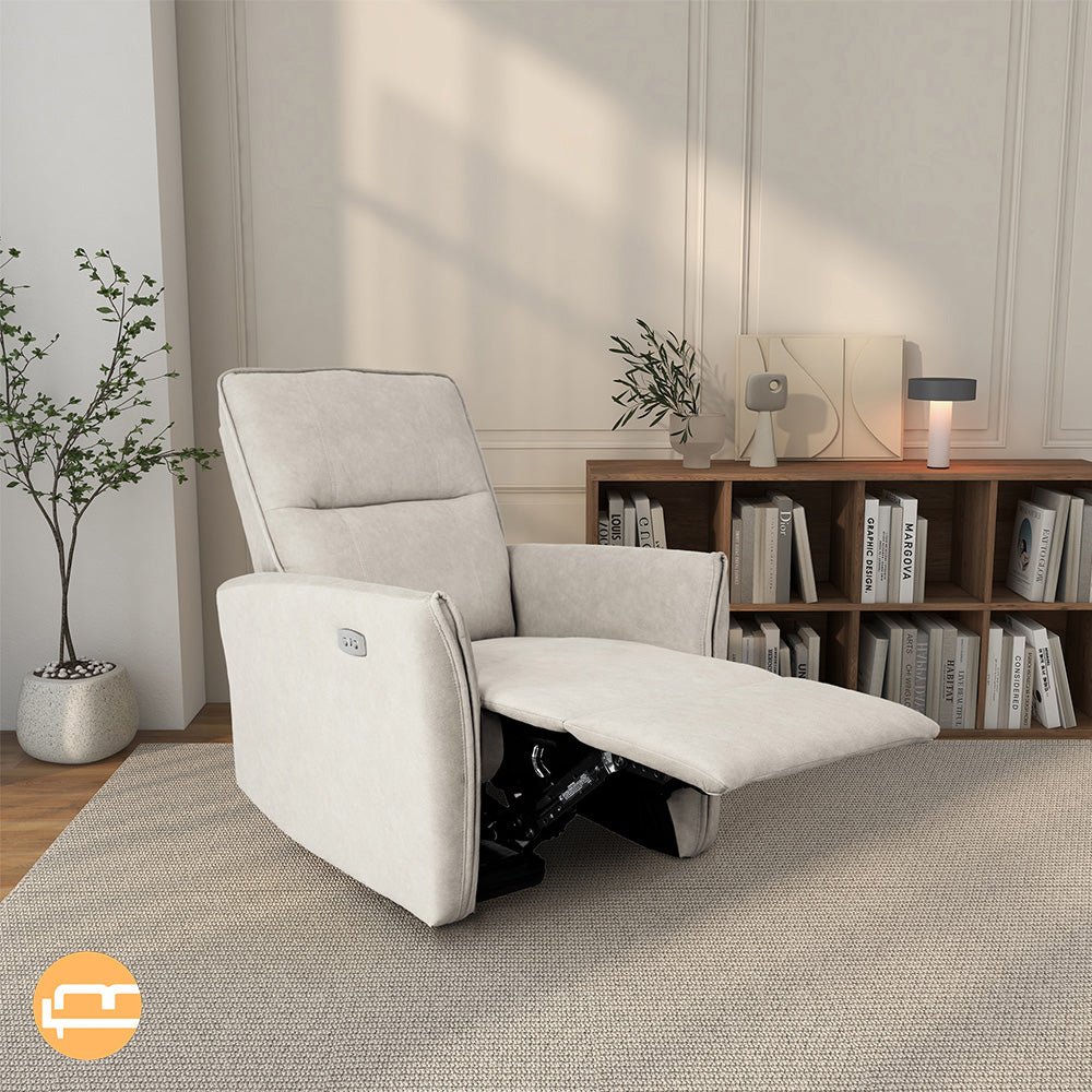 Ashland Cream Suede Recliner Chair - MidinMod