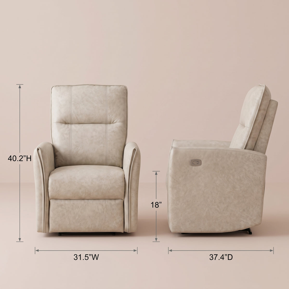 Ashland Grey Suede Recliner Chair