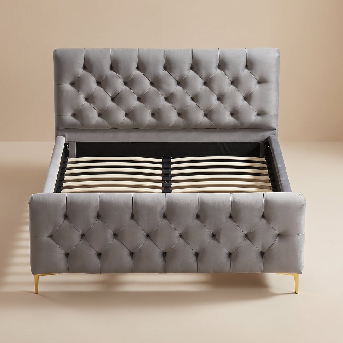 Beverly Dark Grey Velvet Upholstered Queen Bed | MidinMod
