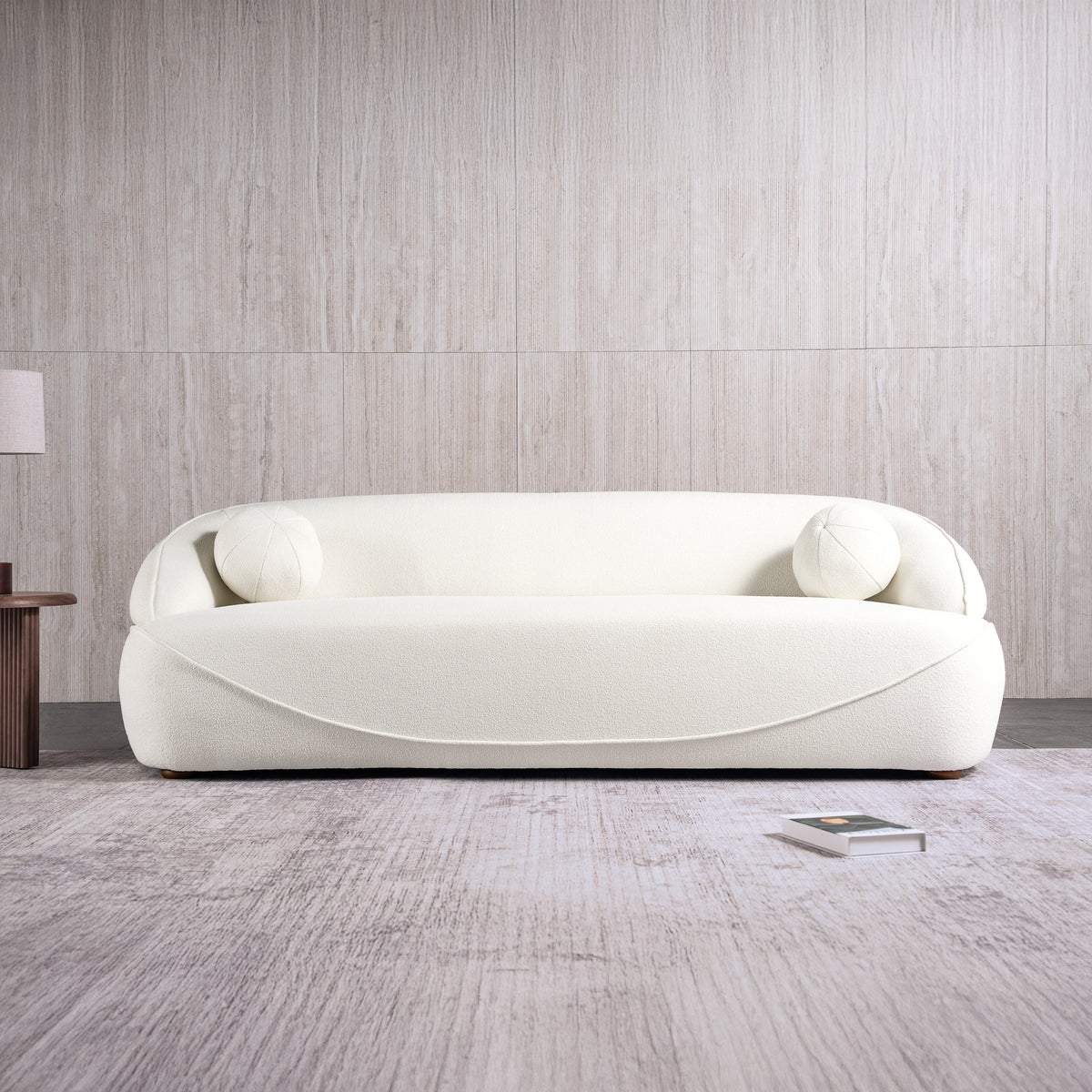 Brody Mid-Century Modern Japandi White Boucle Sofa | MidinMod