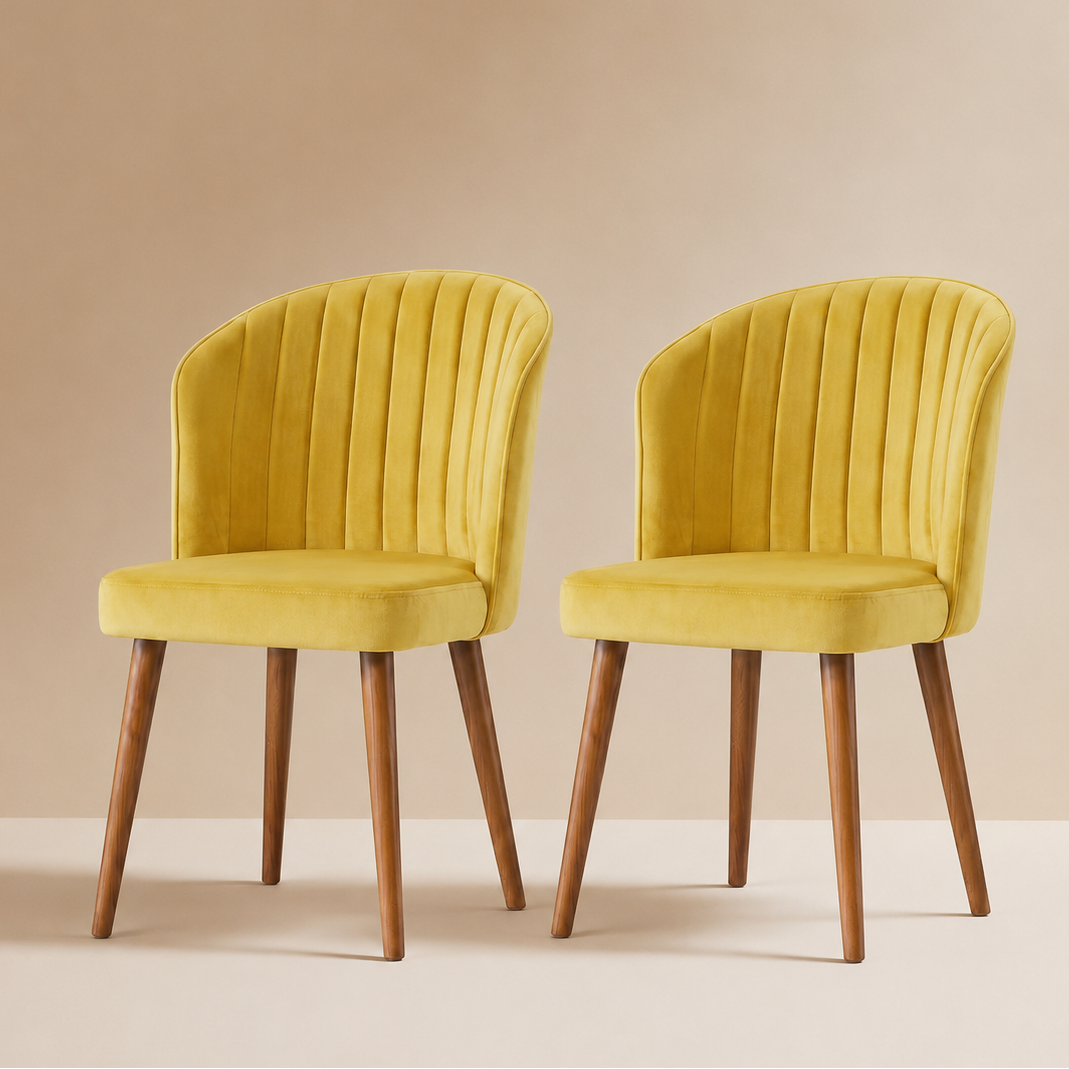 Calvin Dining Chair Set Of 2 - Gold Velvet