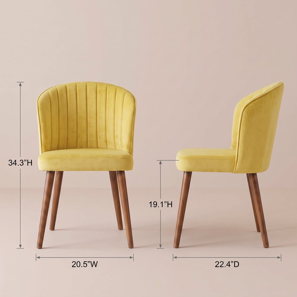 Calvin Dining Chair Set Of 2 - Gold Velvet